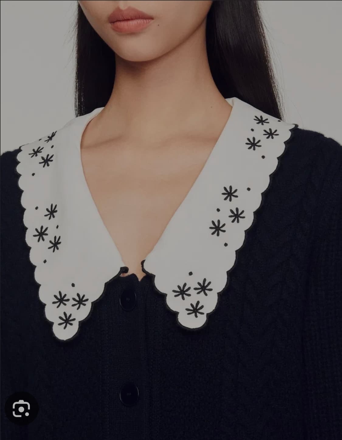 산드로 자수 카라 케이블 울 니트 가디건  1 사이즈 상품이미지2