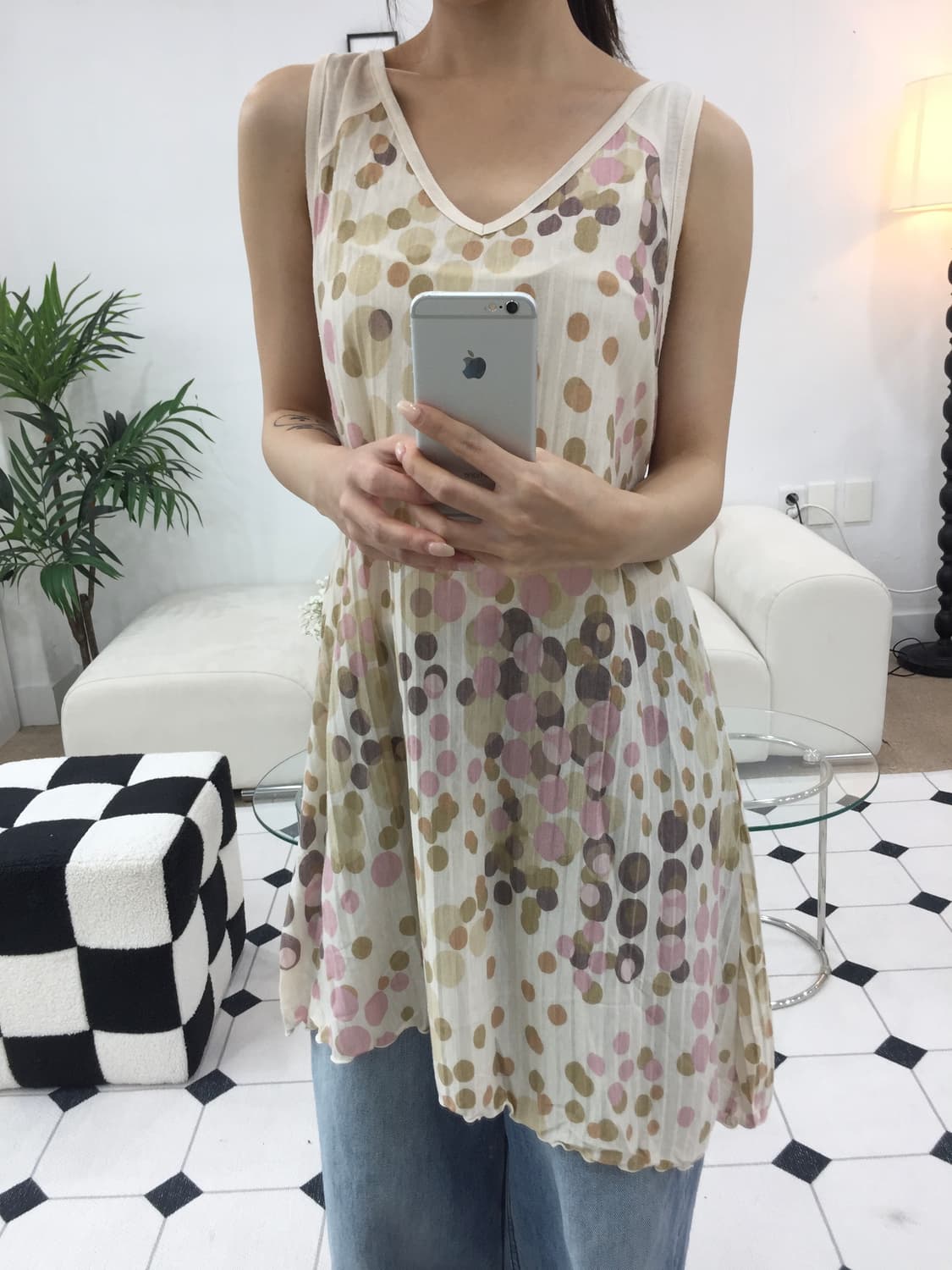 도트 레이어드 언발란스 원피스 상품이미지7