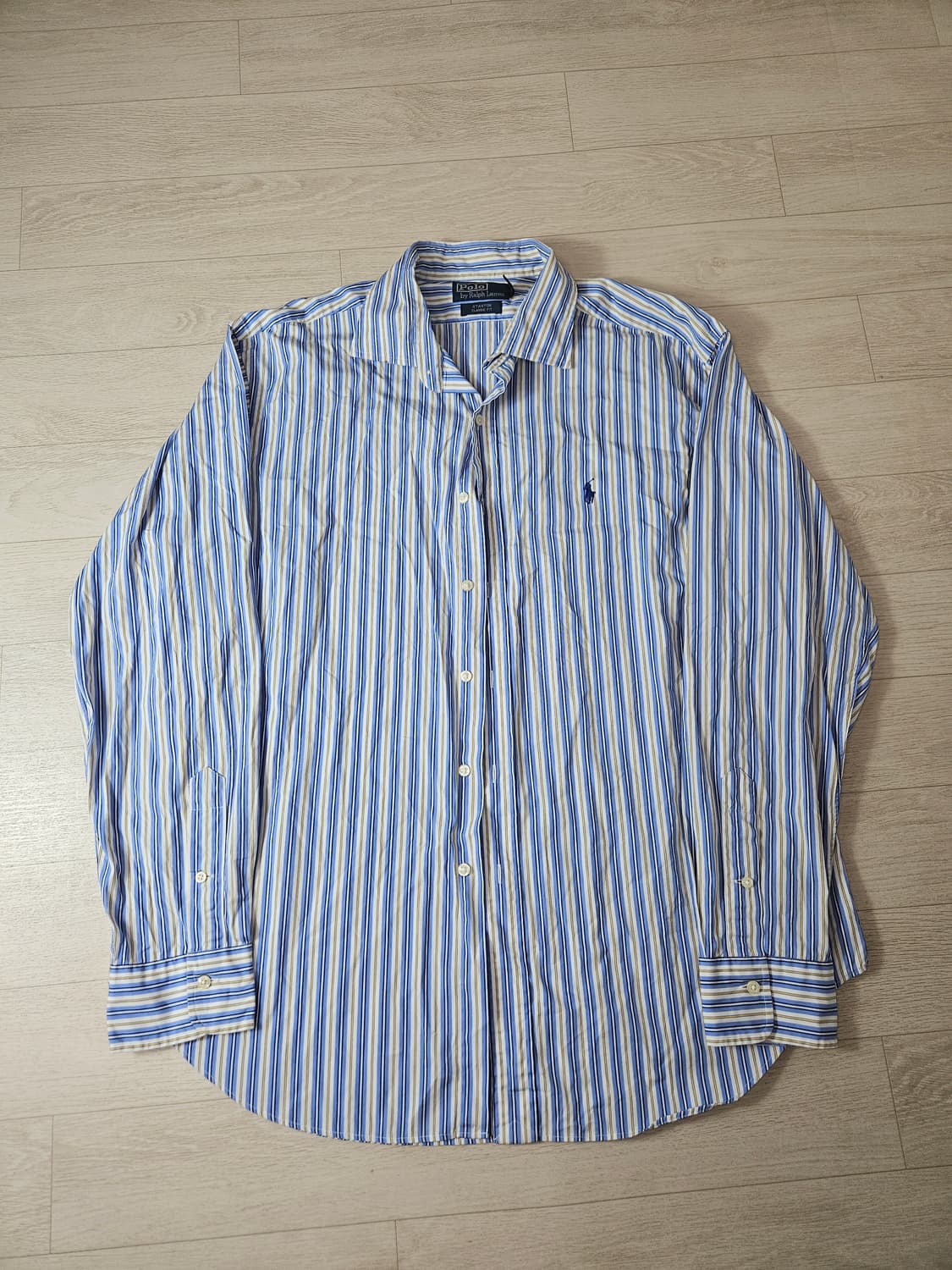 폴로 랄프로렌 스트라이프 클래식핏 셔츠 블루옐로우 XL 상품이미지5
