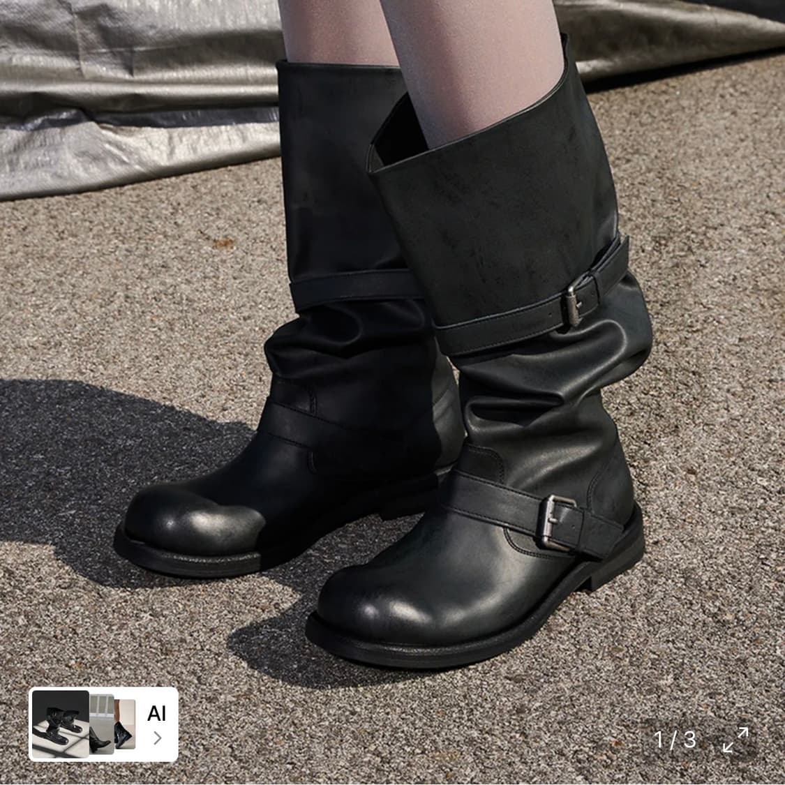 네거티브쓰리 Slouchy Long Boots Washed Black 상품이미지2