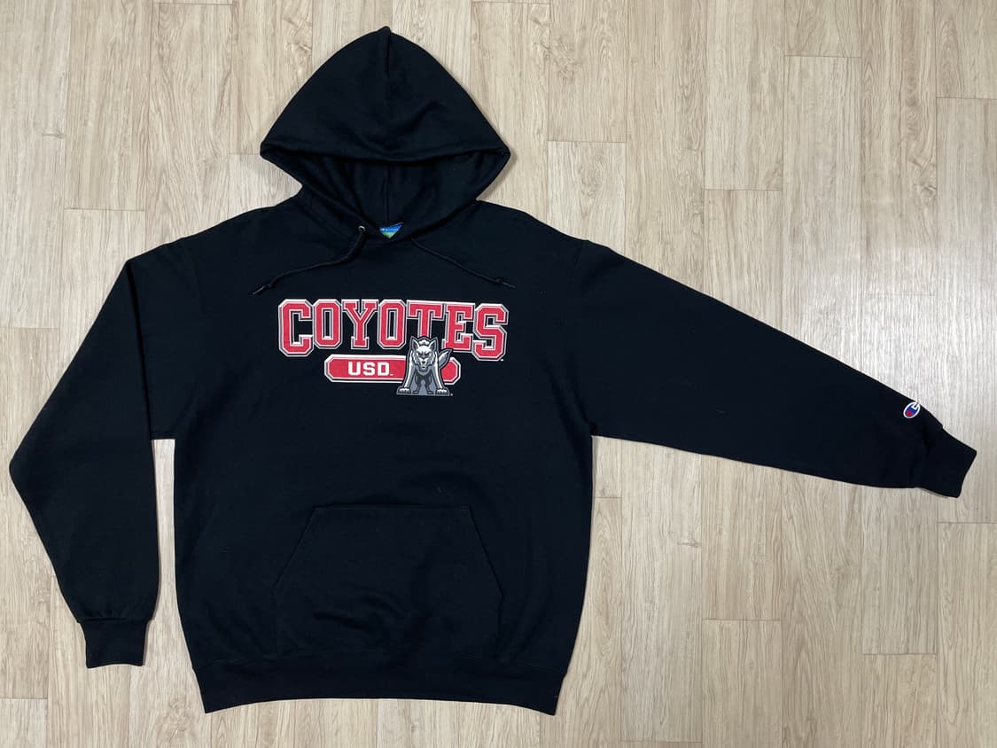 105) 90's 챔피온 미대학 빅로고 블랙 후드티(데드스탁) 상품이미지2