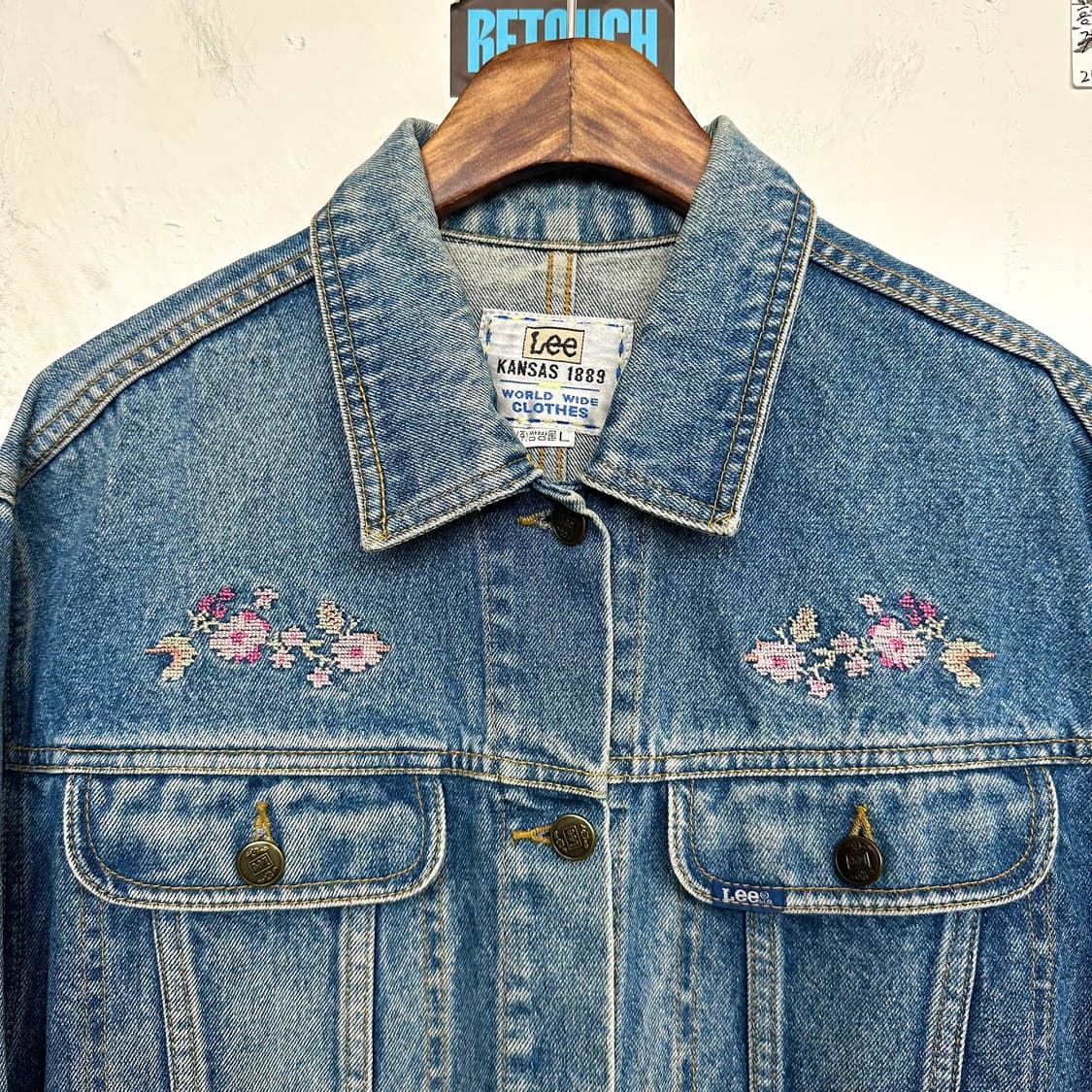 90‘s 리 플라워자수 데님자켓 상품이미지2