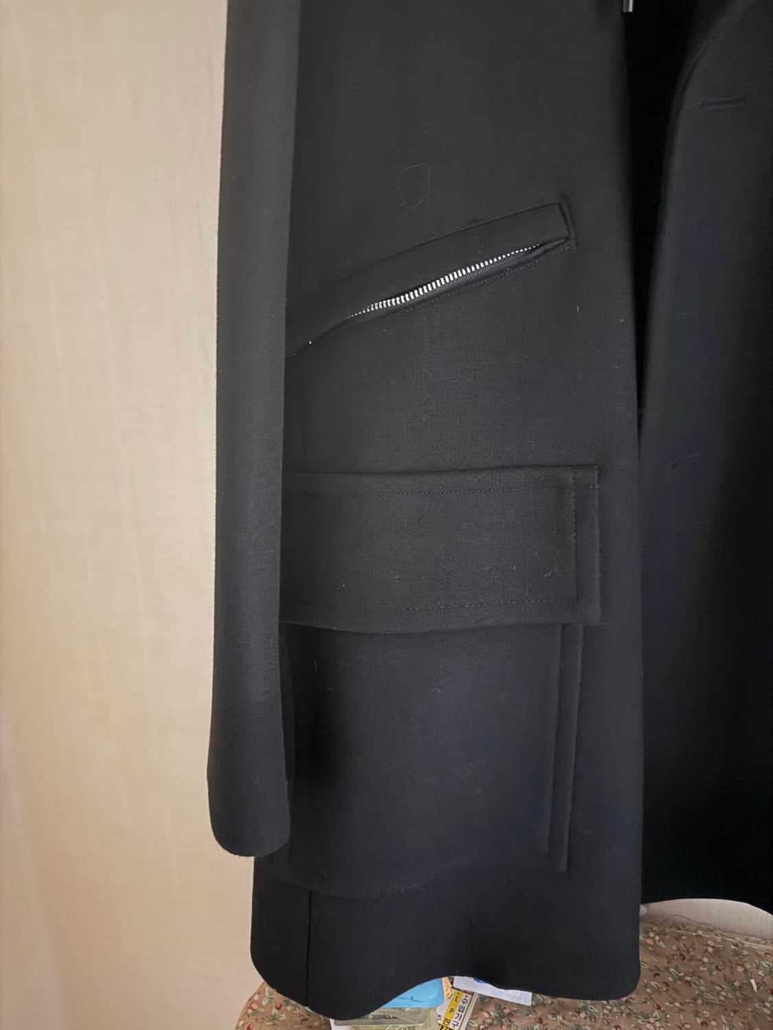 준지 후디드 더블 코트 블랙 48 상품이미지7