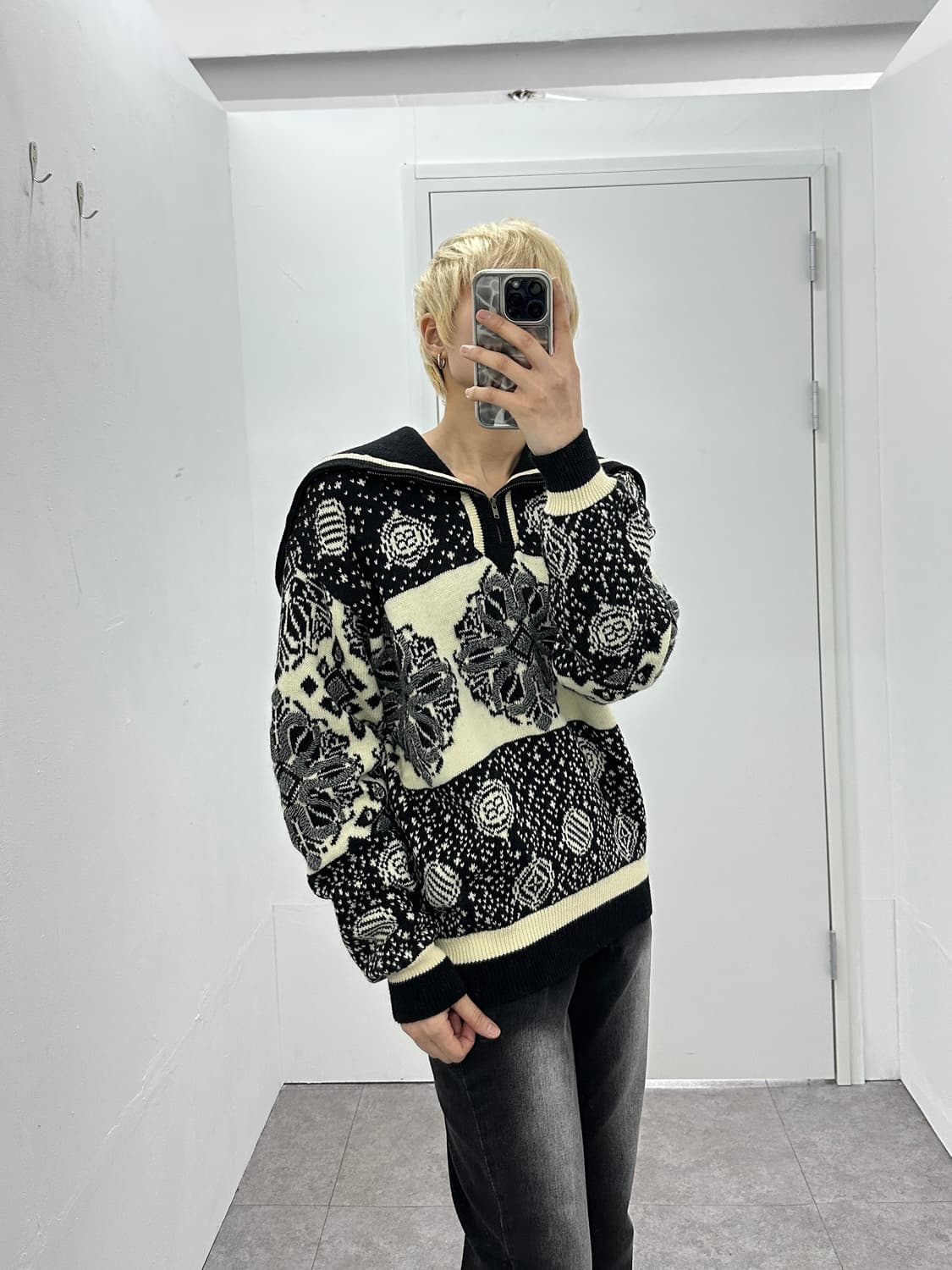 Monsieur Nicole high neck zip up jacquar 상품이미지1