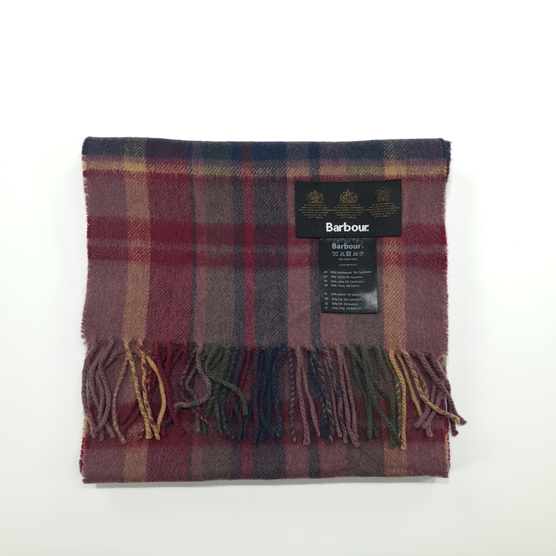 MX238 바버 버건디와인 타탄체크 램스울 캐시미어 목도리 머플러 상품이미지6