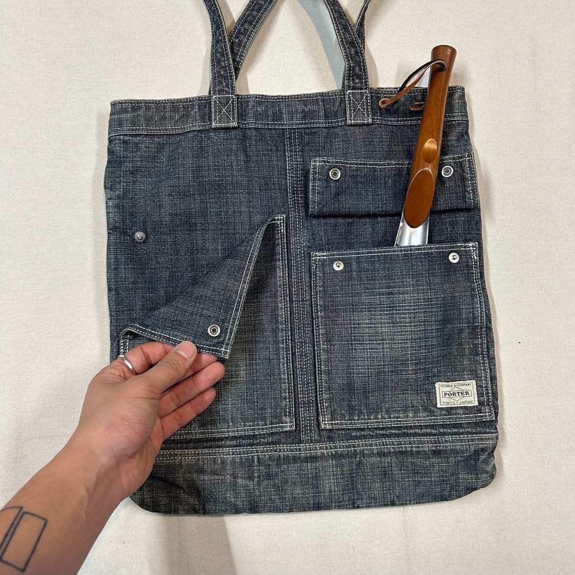 요시다 포터 코튼 데님 숄더백 토트백 P01 상품이미지4