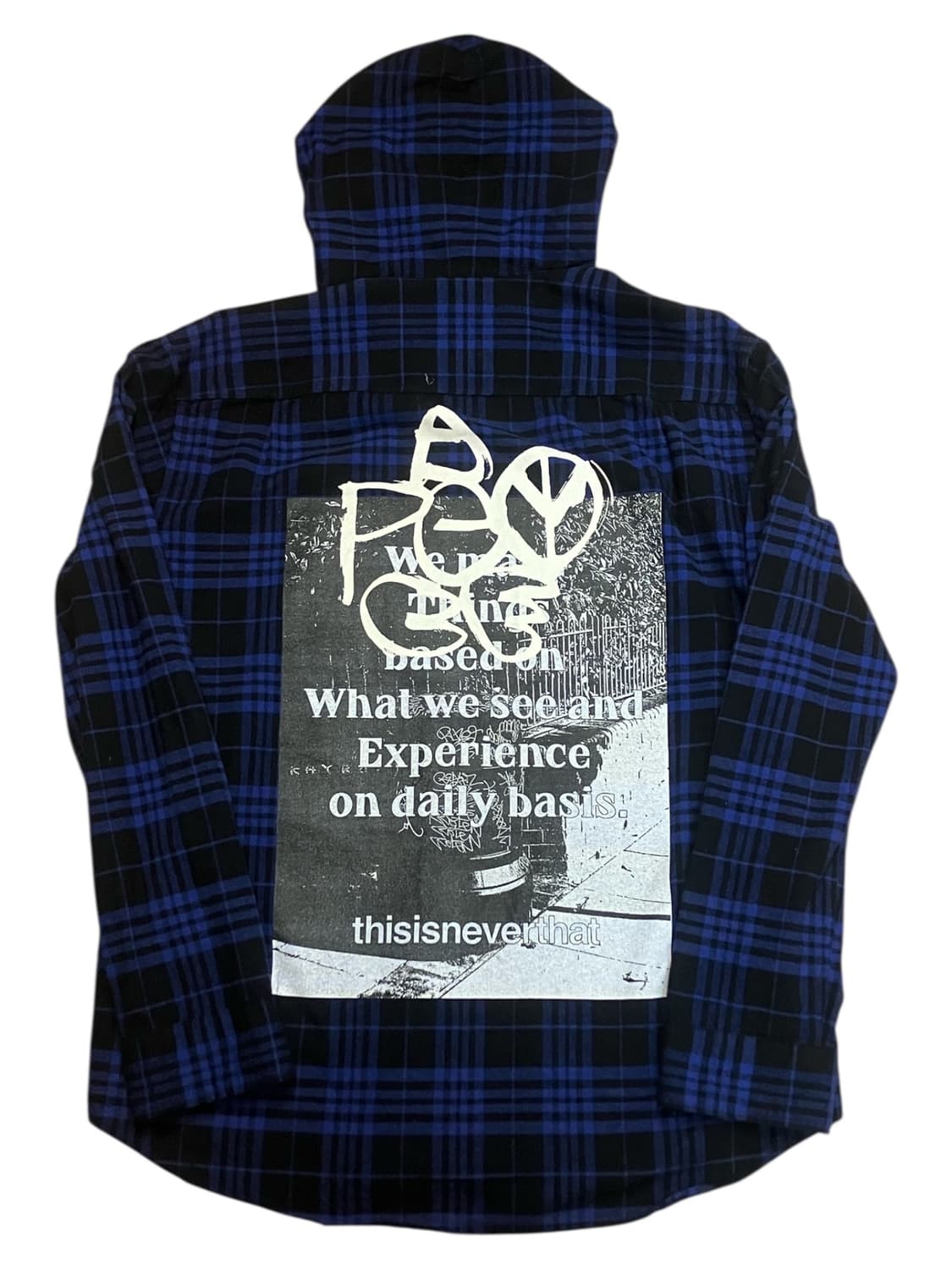 디스이즈네버댓 체크 후드 셔츠 네이비 L #csz2283  상품이미지3