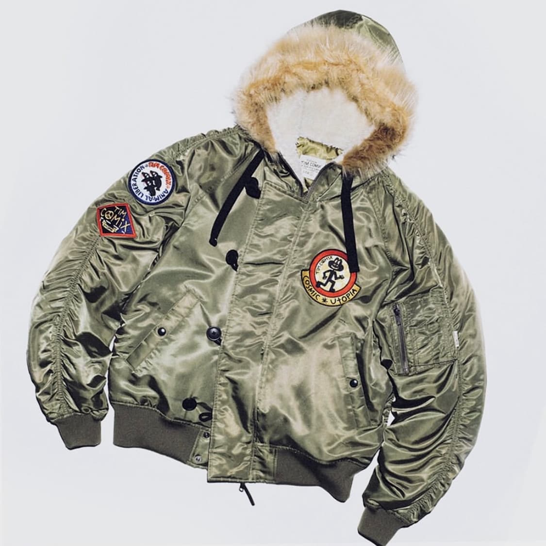 팀코믹스 ma-1 후디드 덱 점퍼 카키 L 상품이미지1