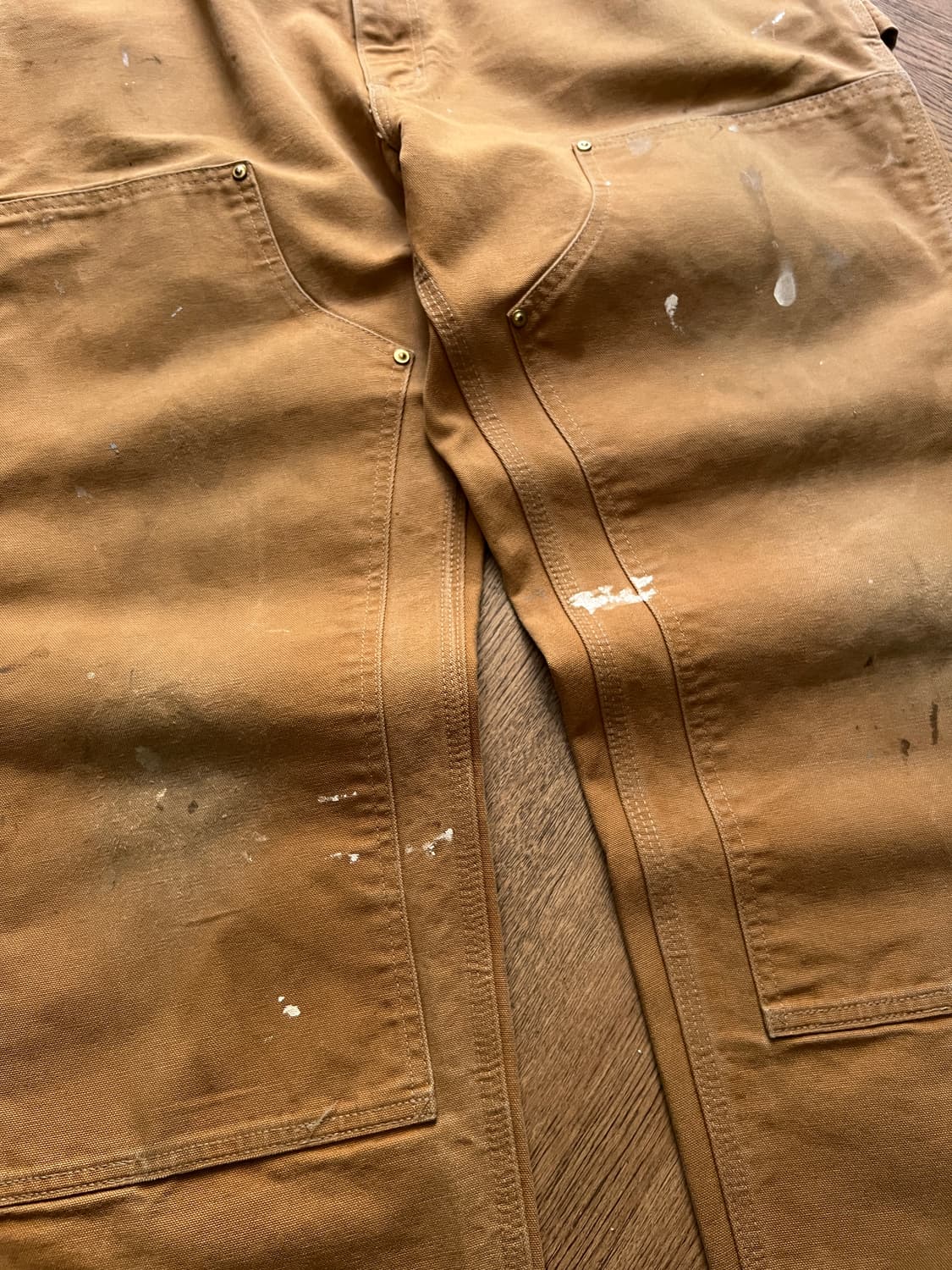 [38]칼하트 Made in USA 빈티지 페인팅 브라운 더블니 워크팬츠 상품이미지4