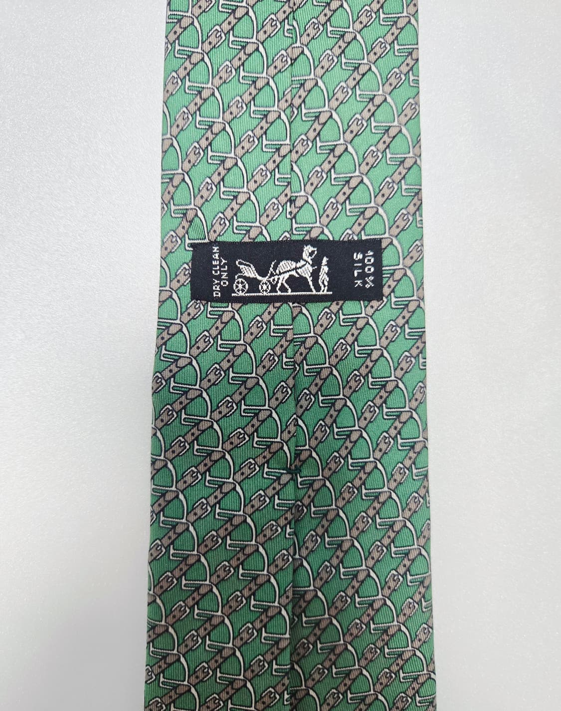 에르메스 그린 실크100 넥타이 상품이미지4