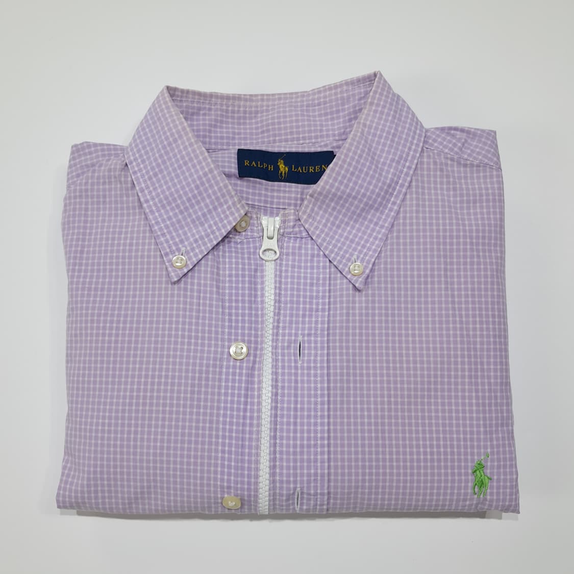 CL911 FREE 폴로 90s 퍼플 마이크로체크 리메이크 크롭 셔츠 상품이미지6