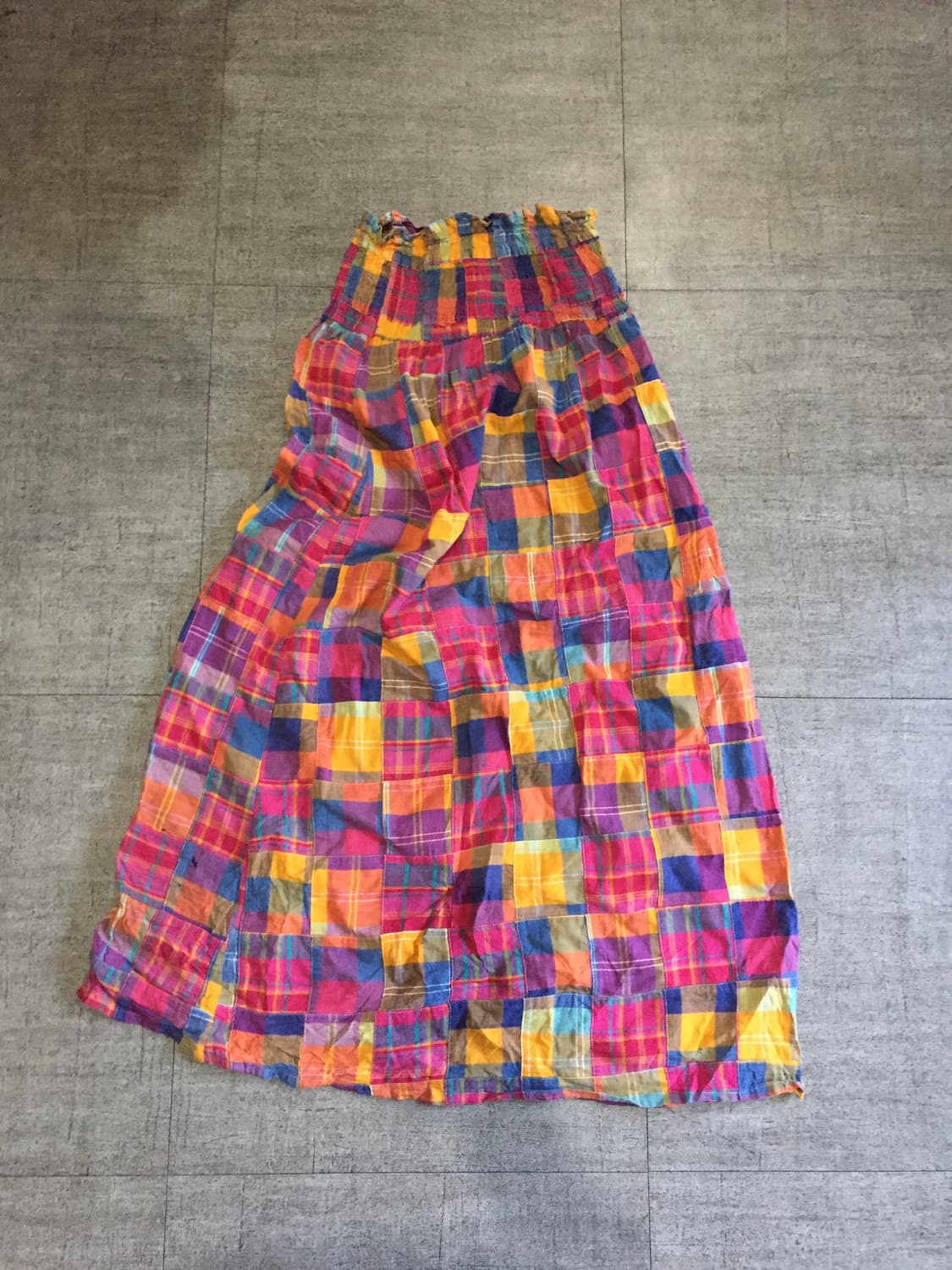 일본빈티지 하구미모리걸 할메카지 아오이유우 패치워크깔 스모크밴딩원피스 상품이미지1