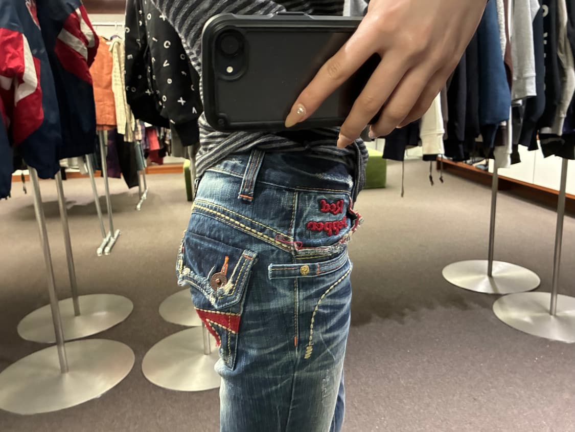 24)레드페퍼 빈티지 Y2K 패치 로우라이즈 데님팬츠 상품이미지1