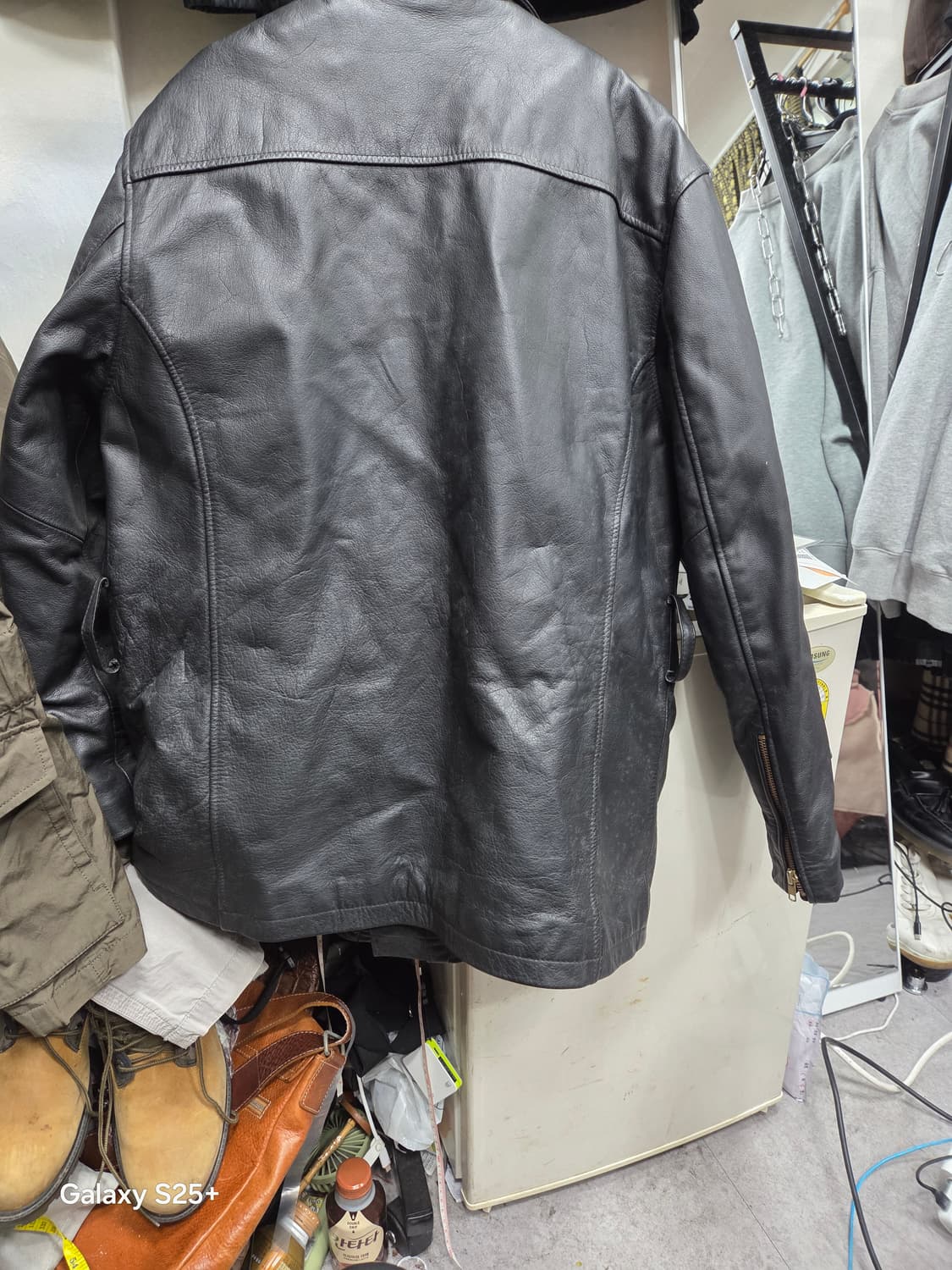 남성   블랙   가죽   자켓 상품이미지4