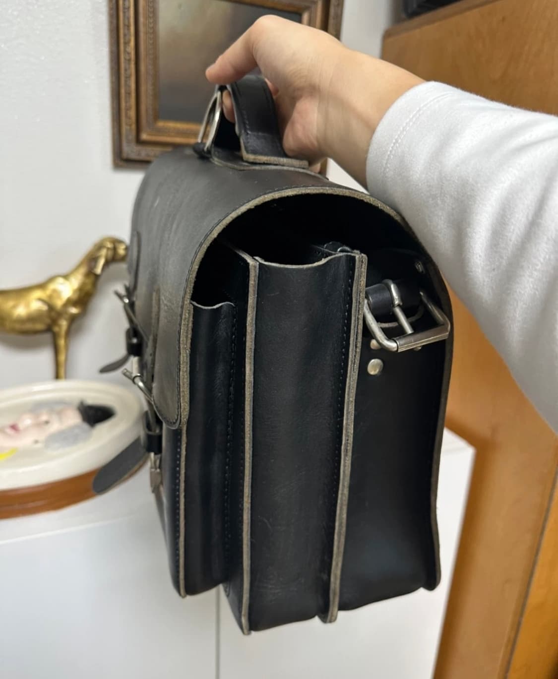 Ruiter Tassen 블랙 가죽 사첼백, 토트백 팝니다 상품이미지3