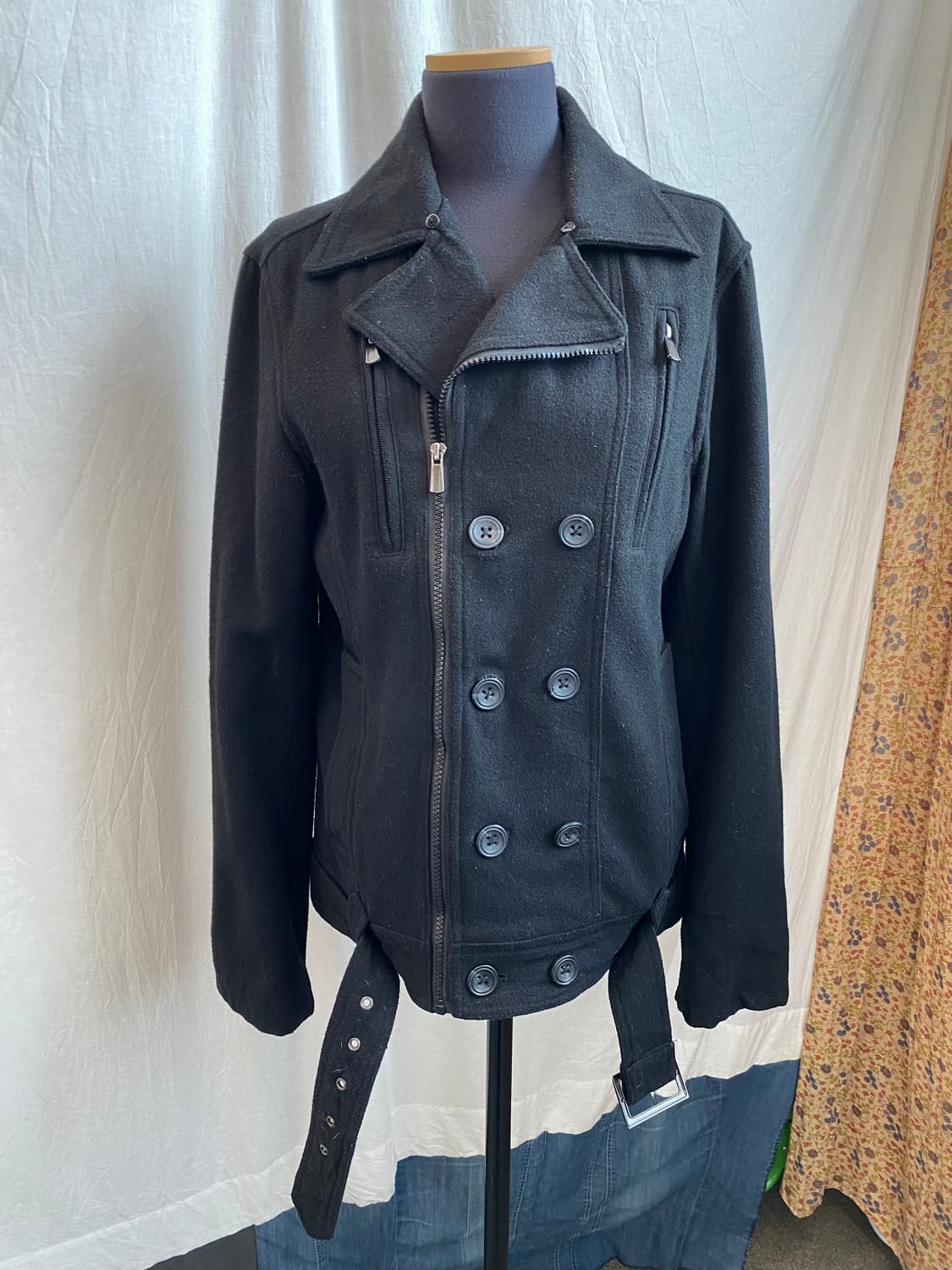 블랙 울혼방 피코트(M-L) 상품이미지8