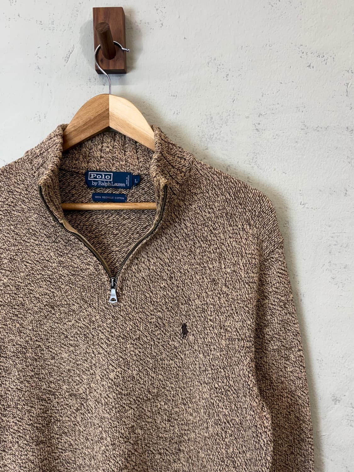 폴로랄프로렌 빈티지 리사이클 코튼 브라운 반집업 니트 상품이미지2