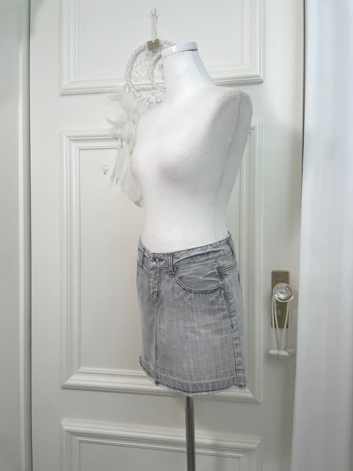 gray washing denim mini skirt 상품이미지2