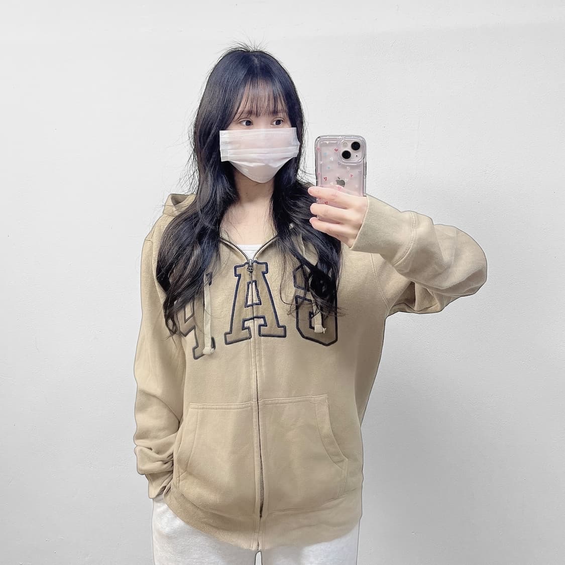 갭 Gap 스펠 로고 후드집업 베이지 상품이미지1