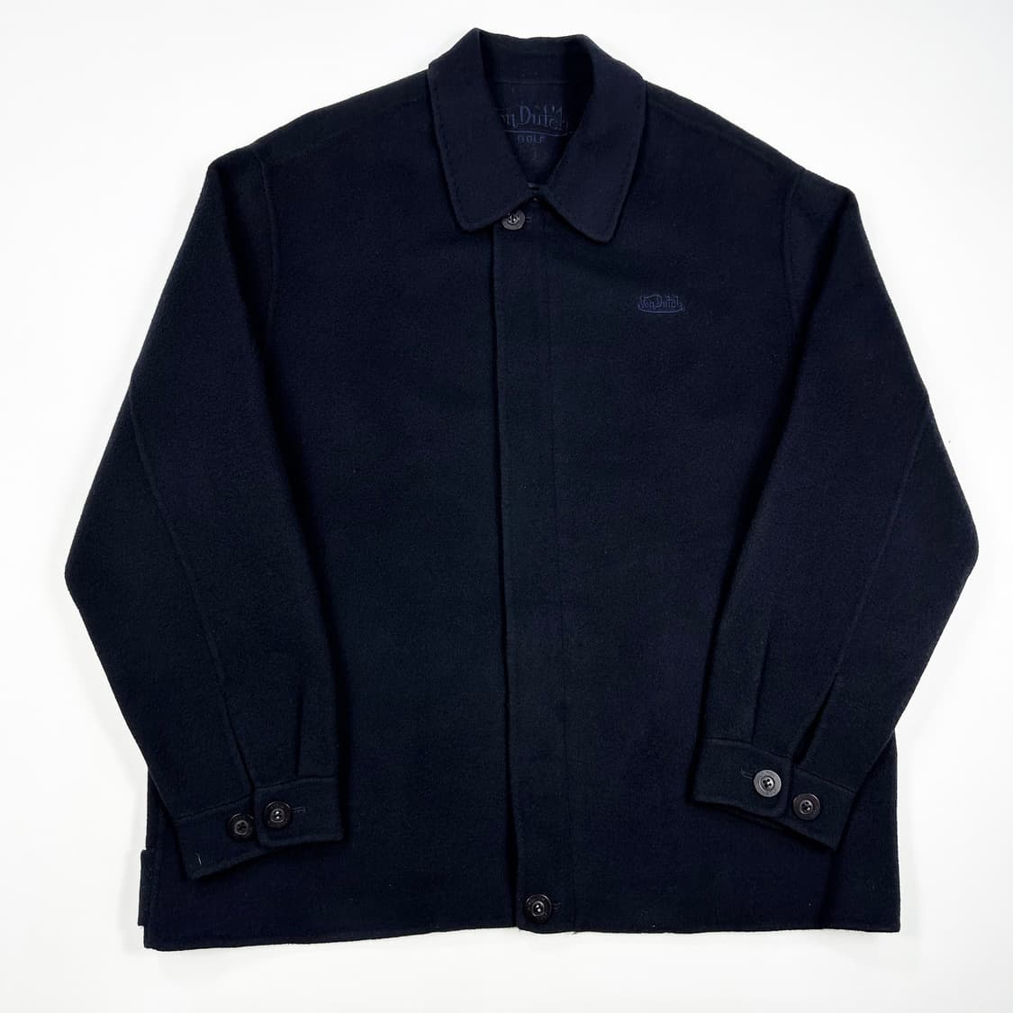 본더치 레터링 자수 네이비 울 반코트 (L) 상품이미지2