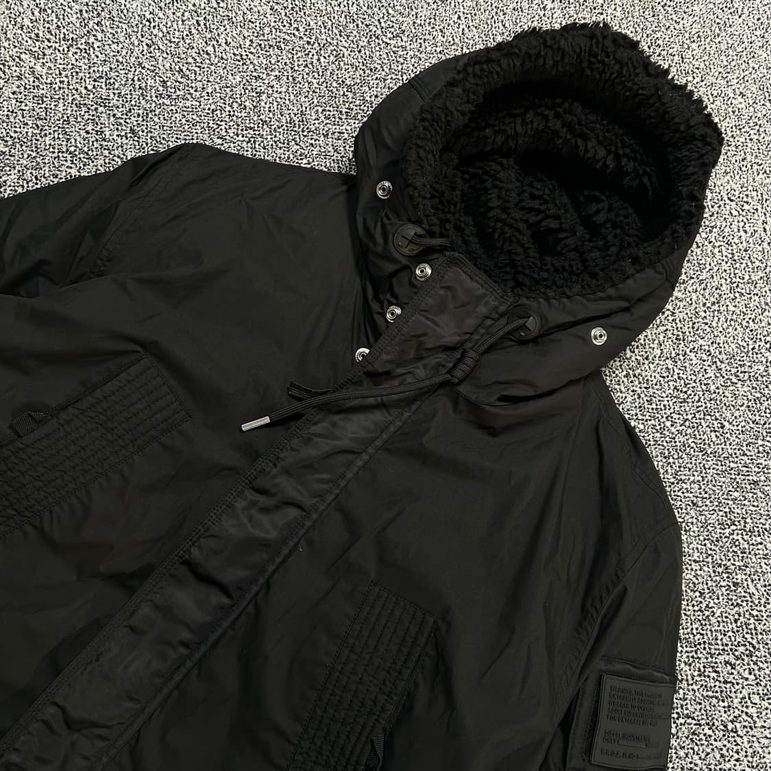 디젤 블랙 후드 파카 자켓 상품이미지2