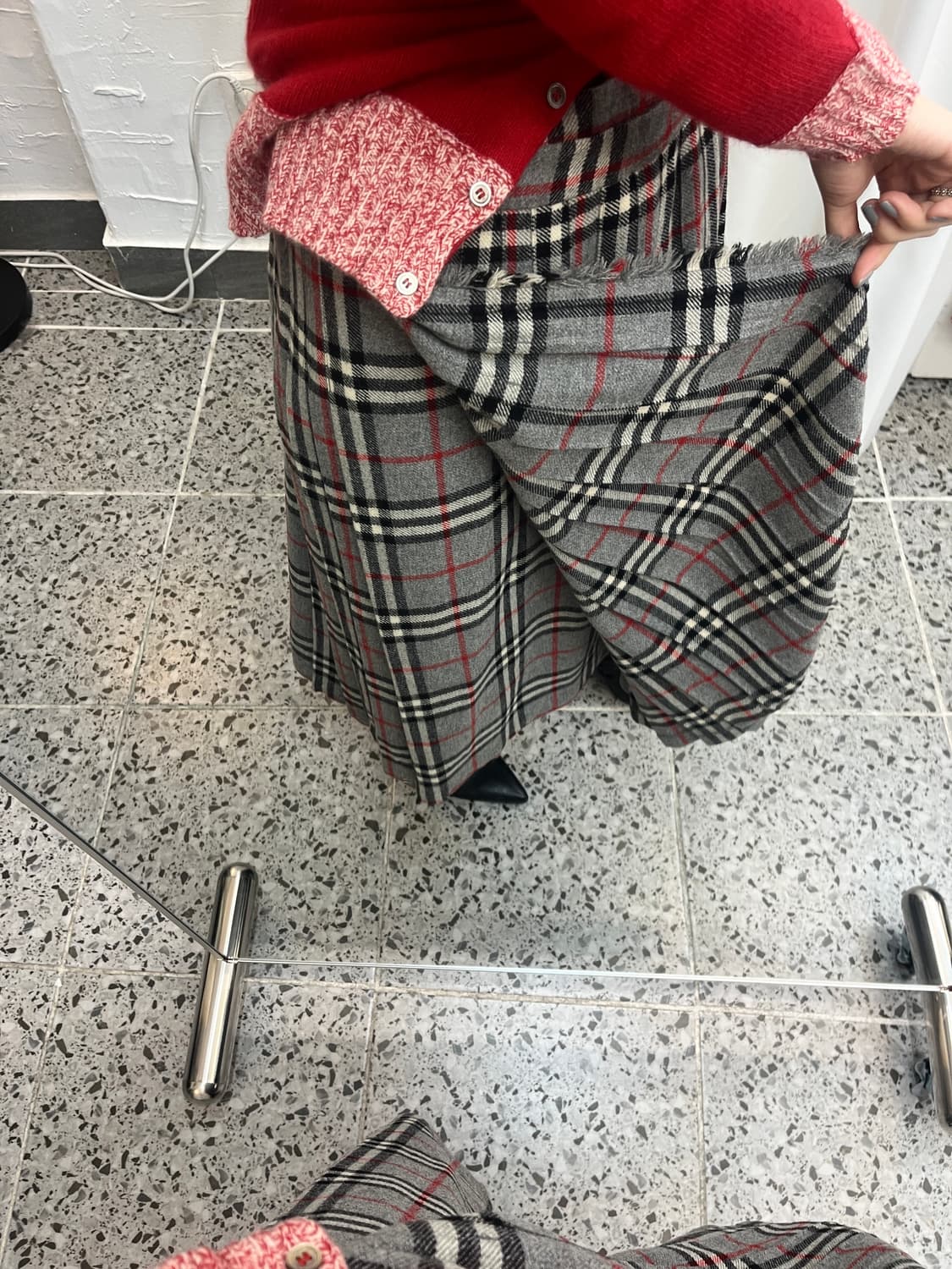 Grey tartan lap skirt 상품이미지2