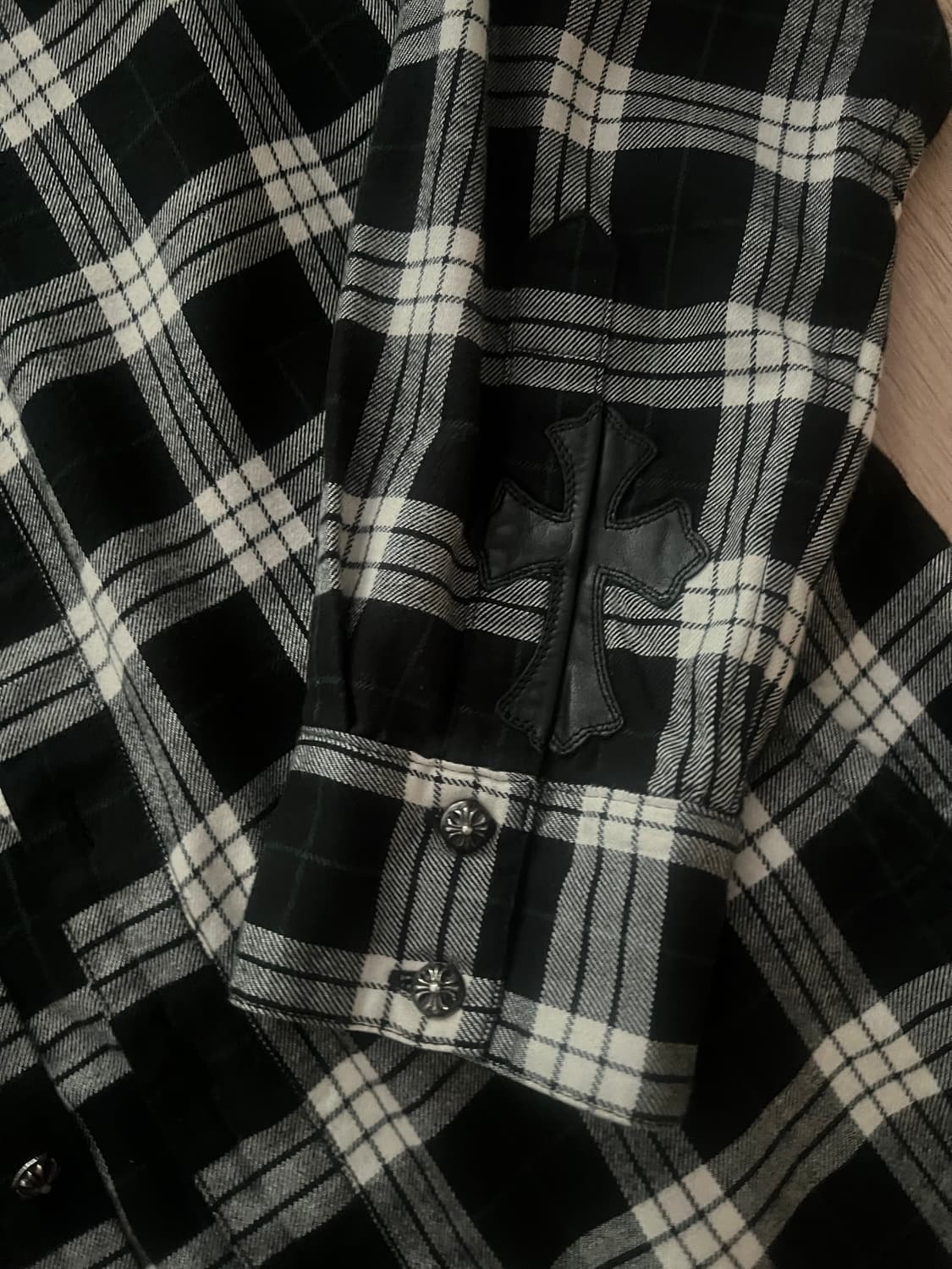 교신가능)크롬하츠 패치 12버튼 체크 셔츠 상품이미지3