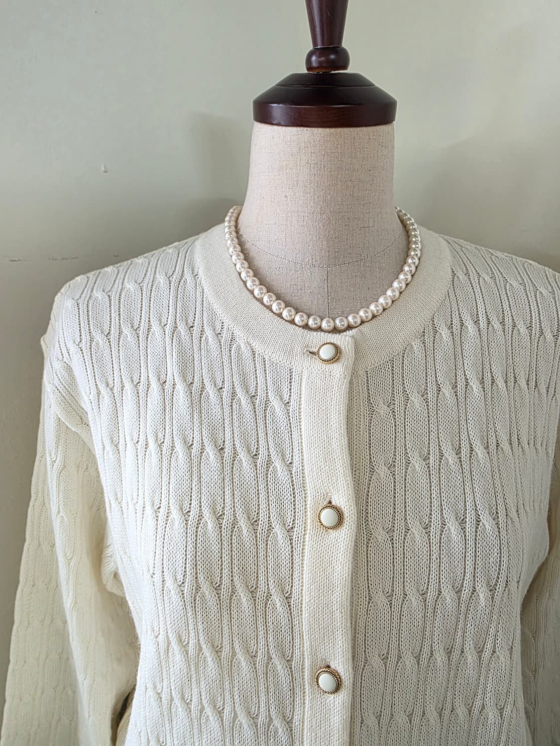 아이보리 케이블 울 니트 가디건 상품이미지3