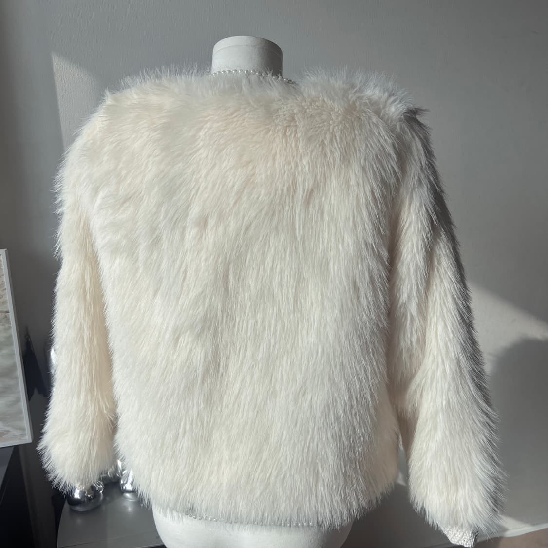 [새상품]아이보리 진주 트위드 레이어드 퍼자켓 상품이미지9