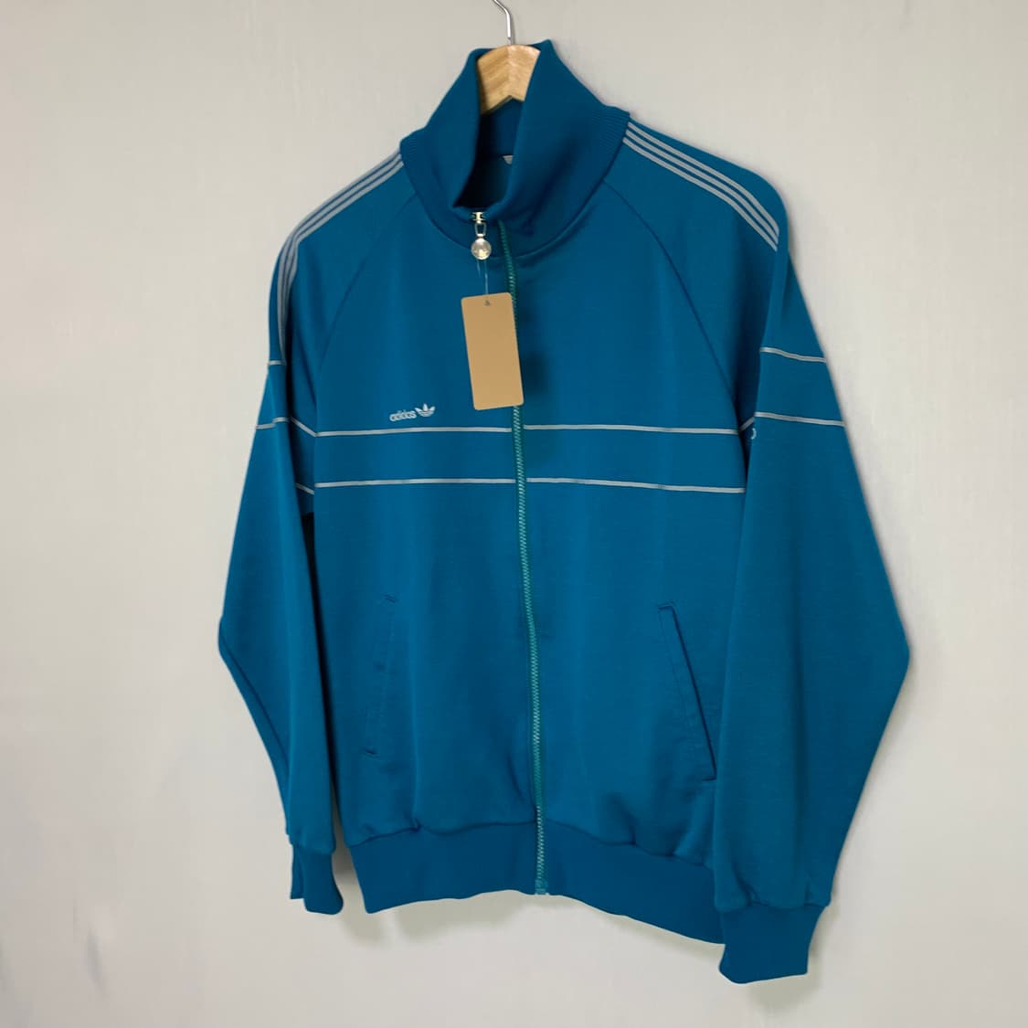 아디다스 80s 서독 빈티지 집업 져지 남녀공용 블루 트랙탑 상품이미지2