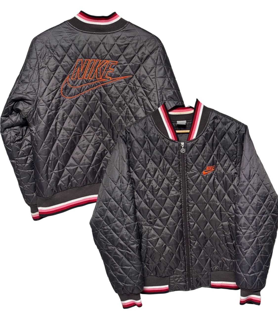 나이키 다크브라운 빅로고 올드스쿨 퀄팅 집업 자켓 상품이미지1