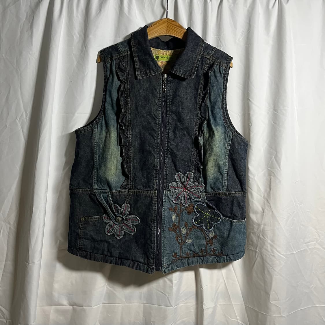 Vintage . 자수 데님 베스트 상품이미지1