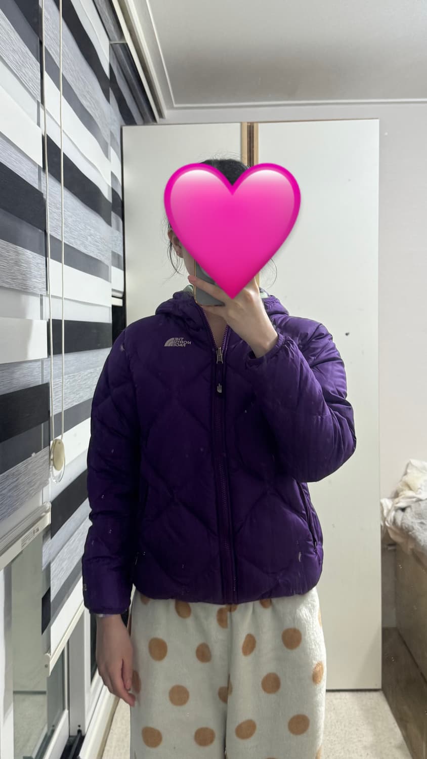 노스페이스 550 보라 체크 패딩 상품이미지1