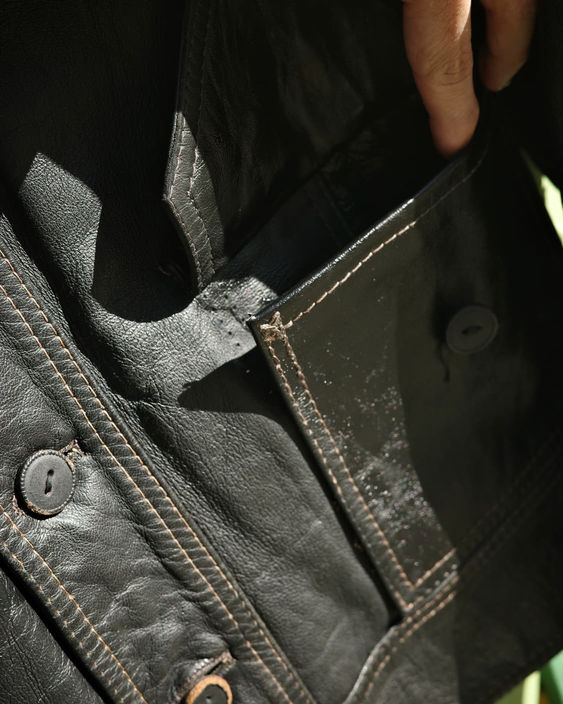 70‘s 빈티지 대거 카라 크롭 레더 자켓 상품이미지3