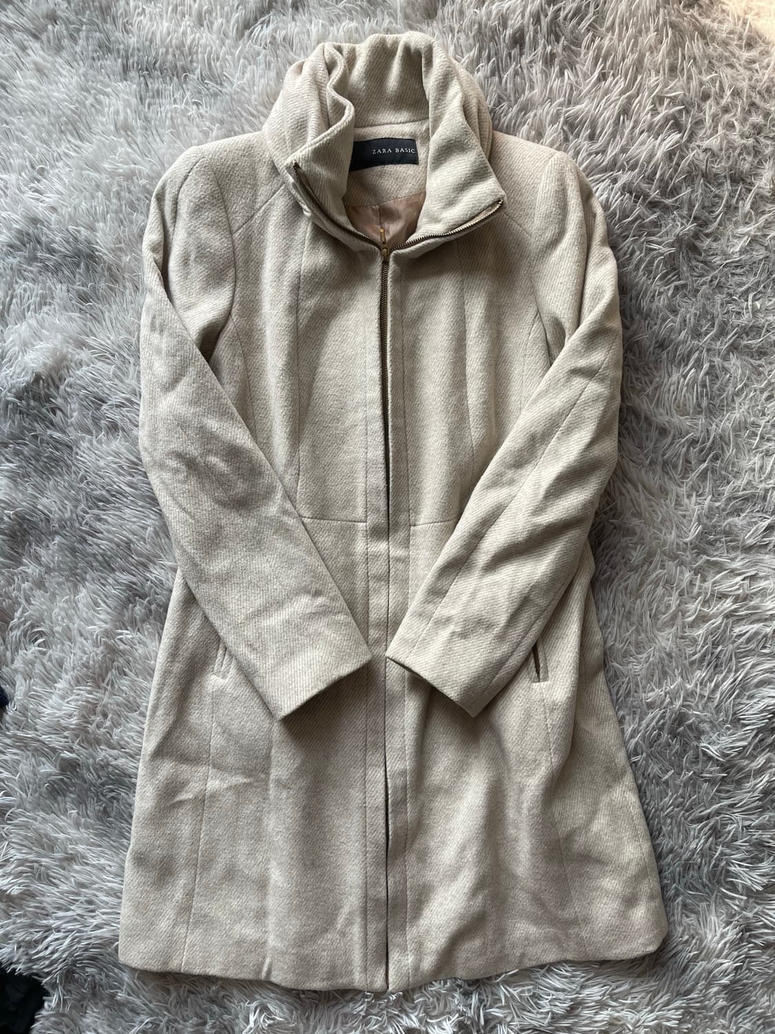 자라 베이직 아이보리 울 코트 상품이미지1