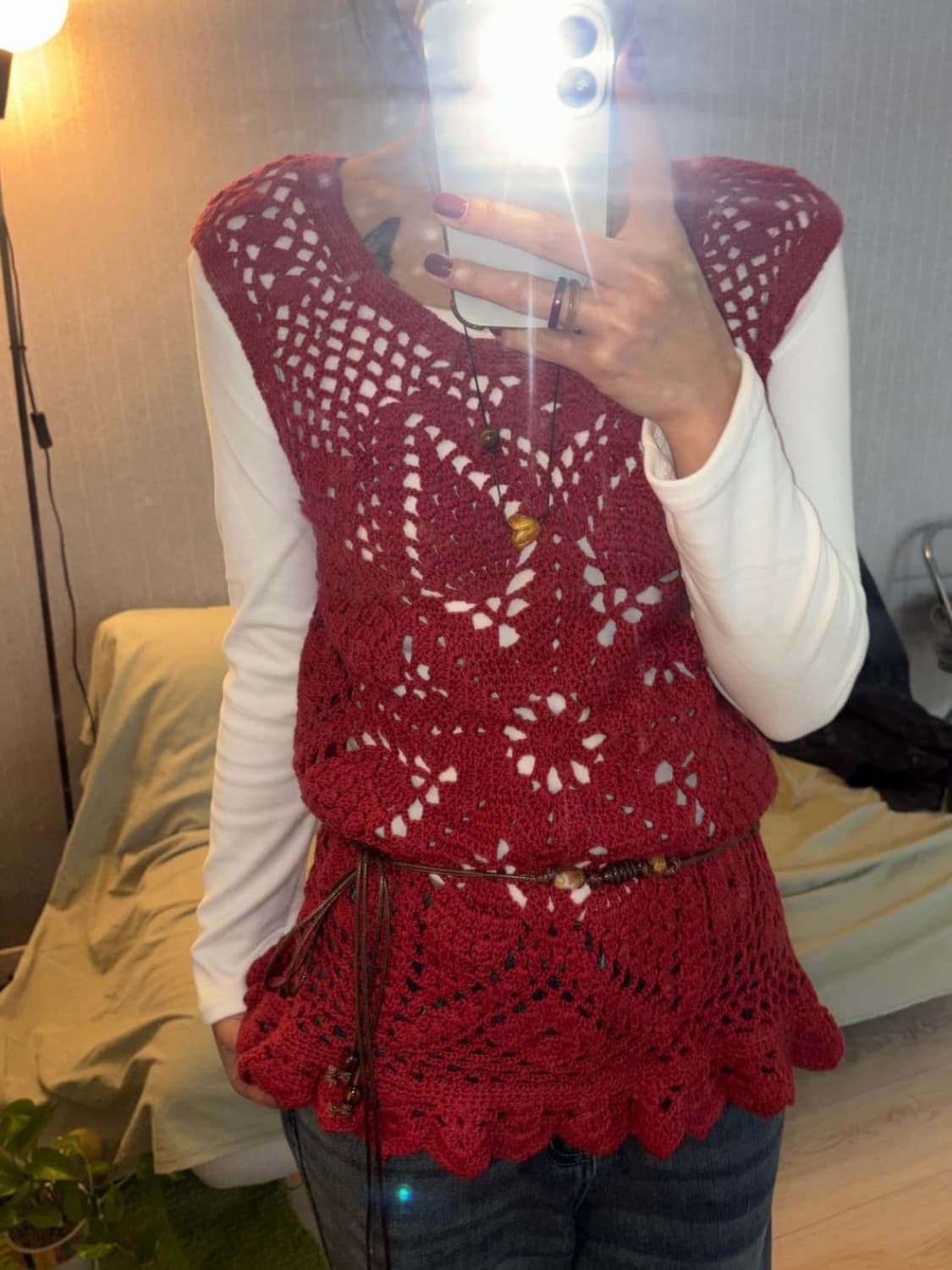 Vintage 빈티지 니트 뜨개 크로셰 베스트 상품이미지1