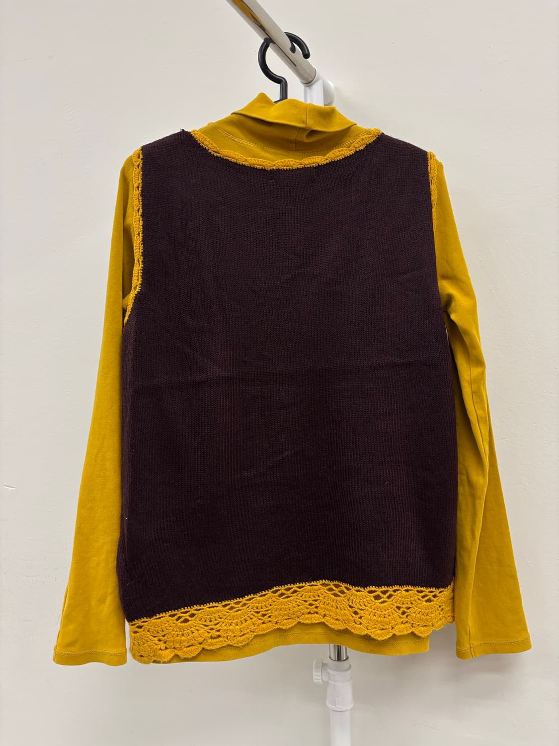 빈티지 히피 롱슬리브 크로셰 슬리브리스 코디 세트 상품이미지7