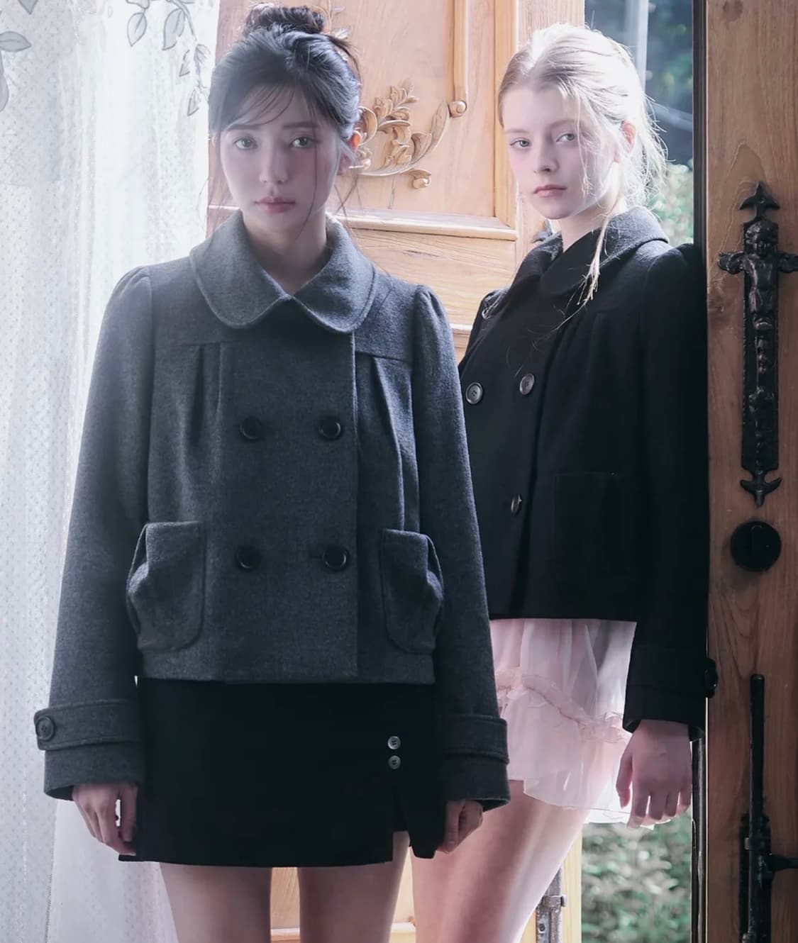 레이즈 미야 캐시미어 로제 더블 숏 코트 그레이 S 새상품 상품이미지1