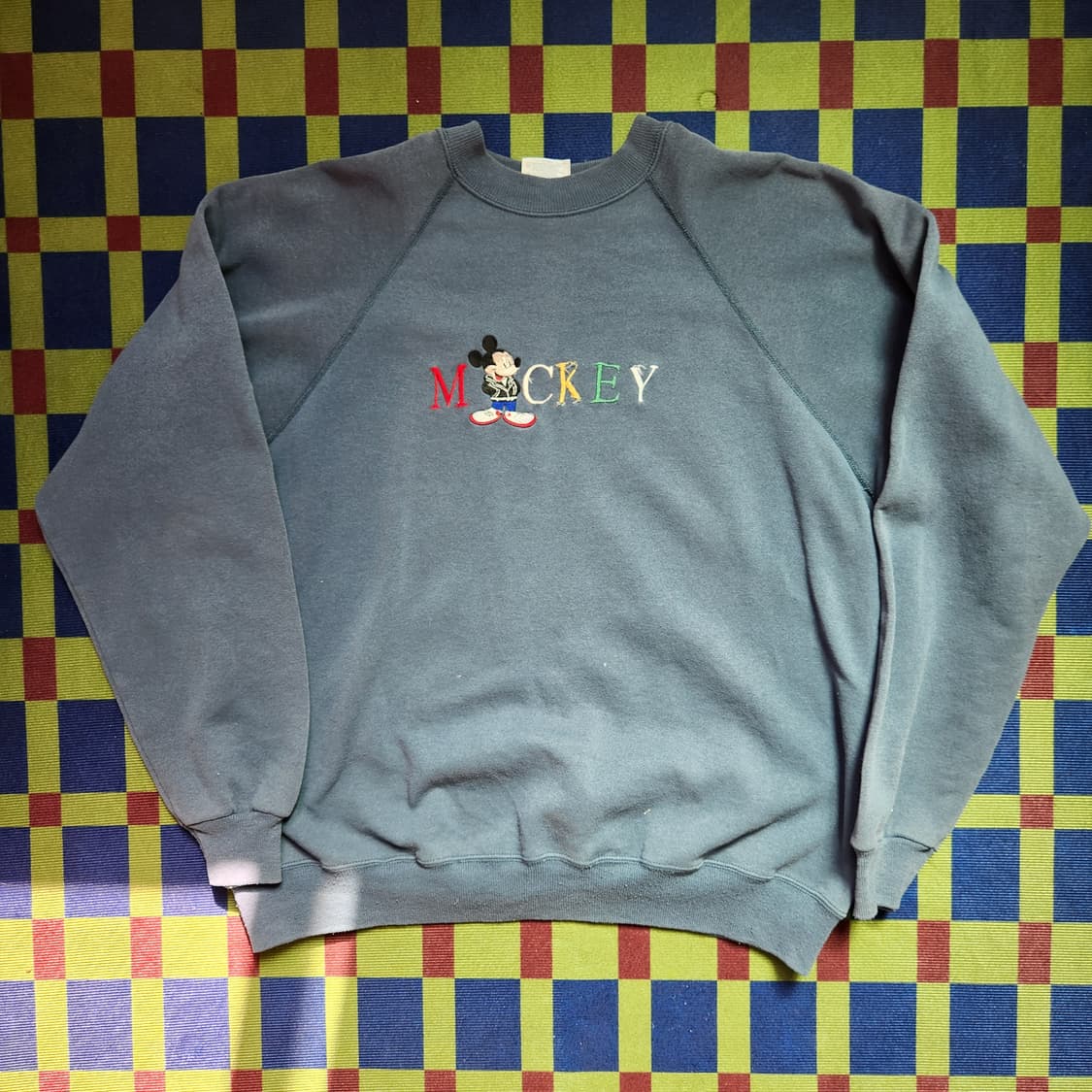 90s 헤인즈 미키마우스 래글런 스웻셔츠(USAmade) 상품이미지1