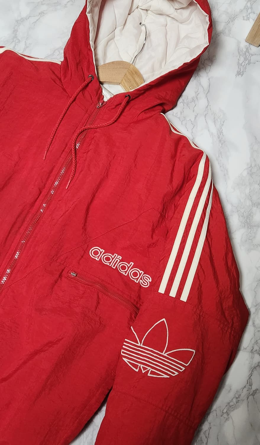 아디다스 삼선 90s 딥레드 바람막이 점퍼 자켓 상품이미지3