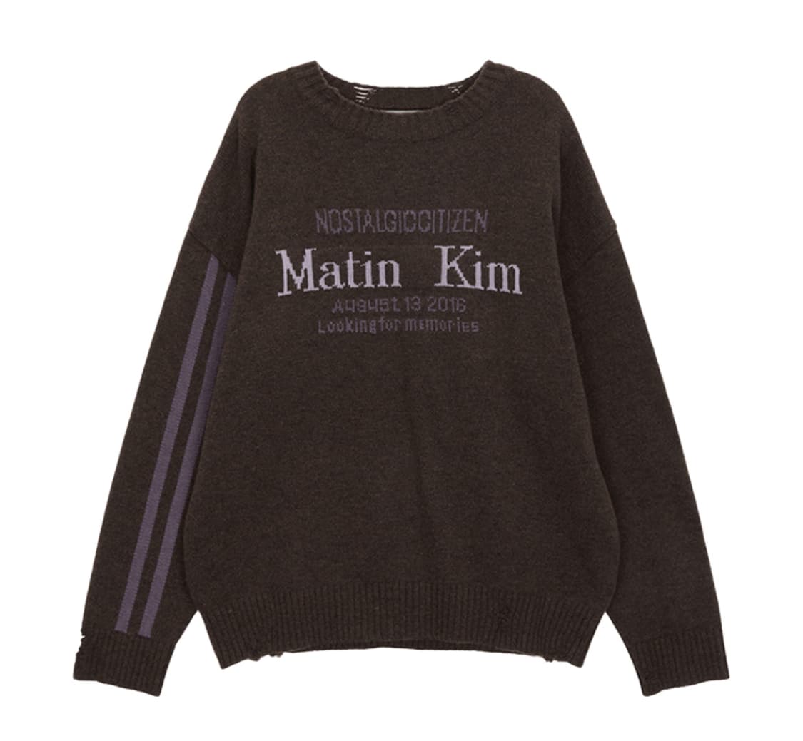 (W) 마뗑킴 마뗑 슬리브 라인 니트 풀오버 브라운 상품이미지1