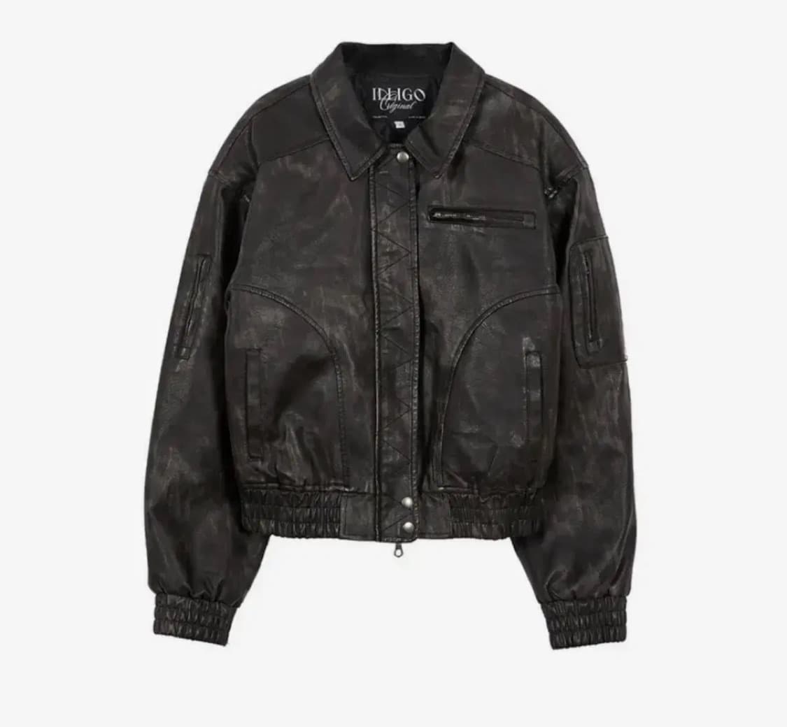 일리고 워시드 레더 봄버 자켓 블랙 S 상품이미지1