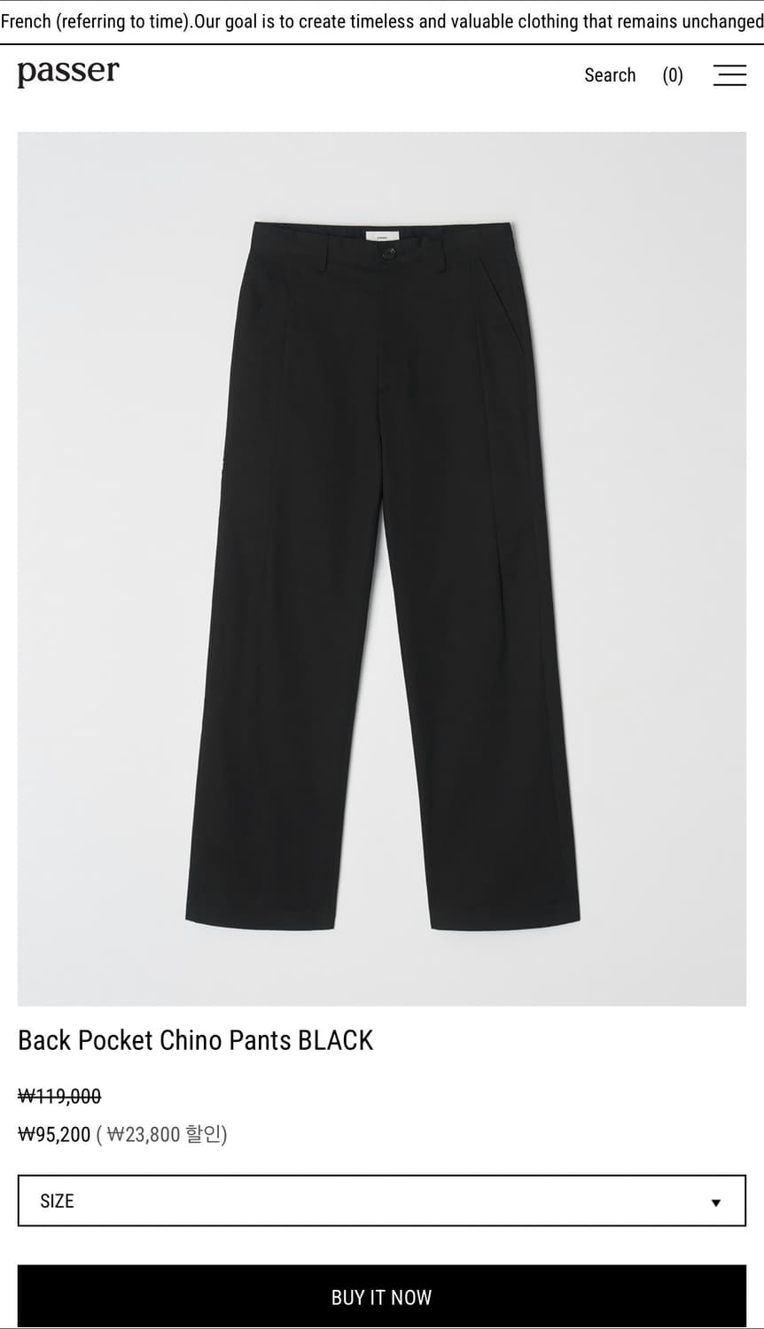 [L] 파세르 백 포켓 치노 팬츠 블랙 상품이미지1