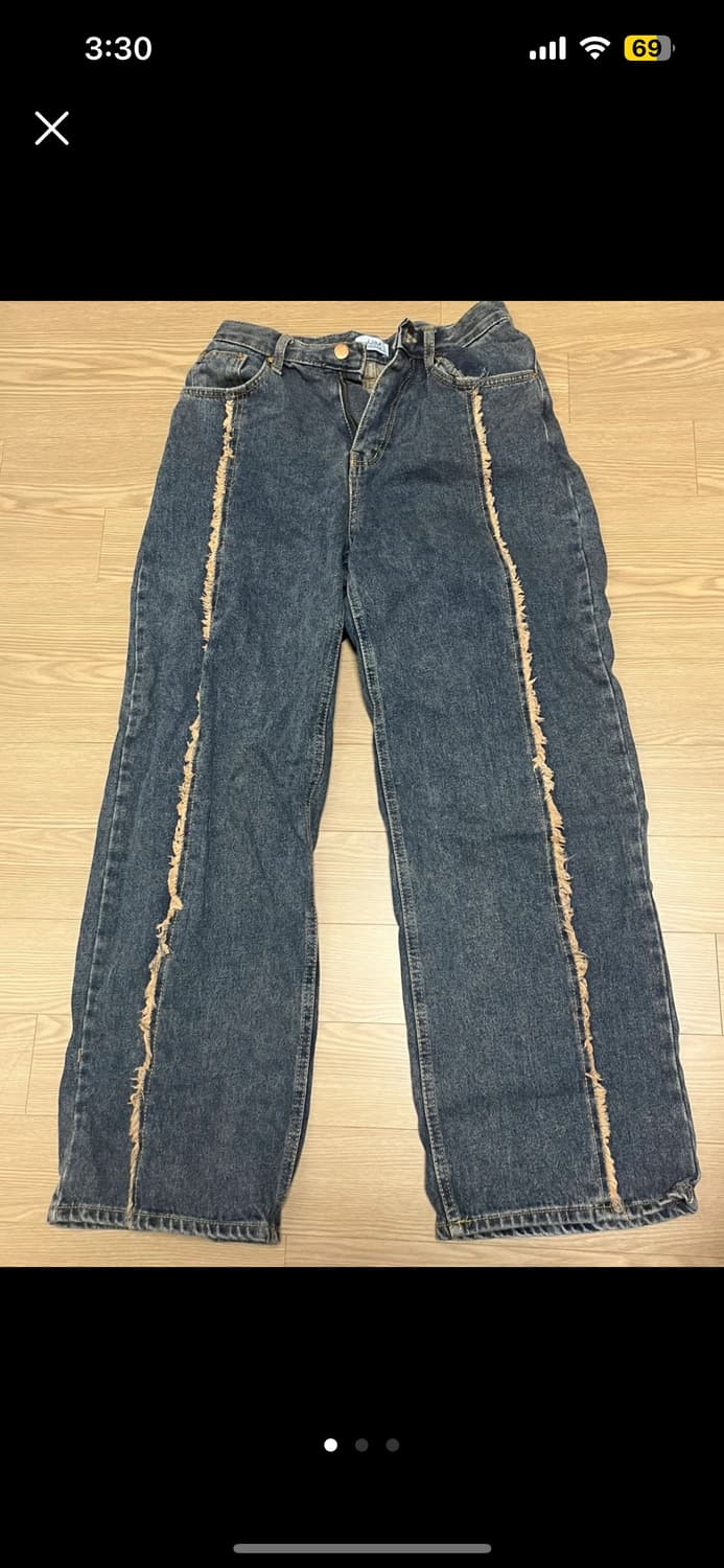 진청 데님 와이드 팬츠 보헤미안 s (벨트포함) 상품이미지1