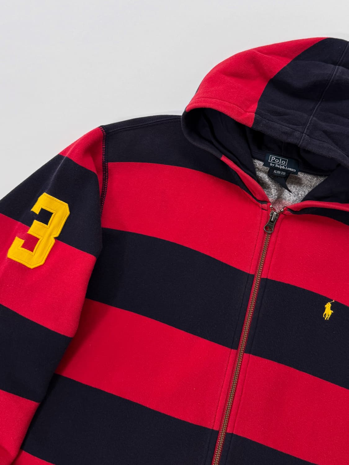 폴로 랄프로렌 00‘s 루즈핏 네이비 레드 배색 스웻 후드집업 상품이미지3