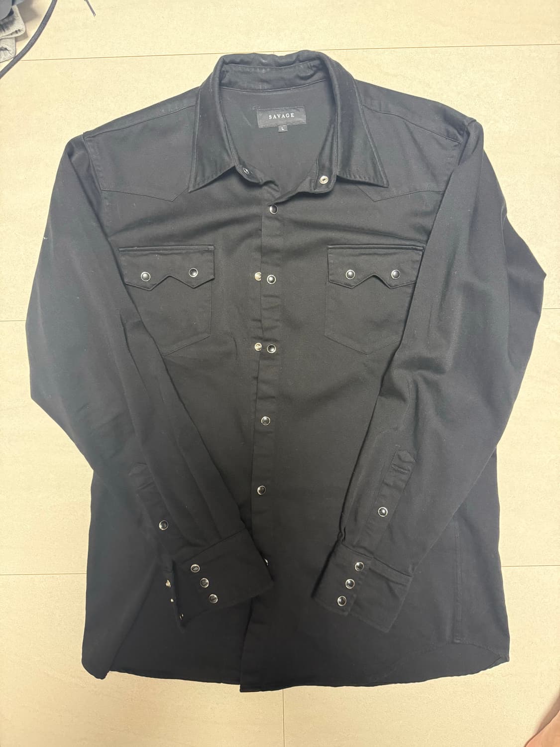 세비지 웨스턴 셔츠 블랙 라지사이즈 상품이미지1