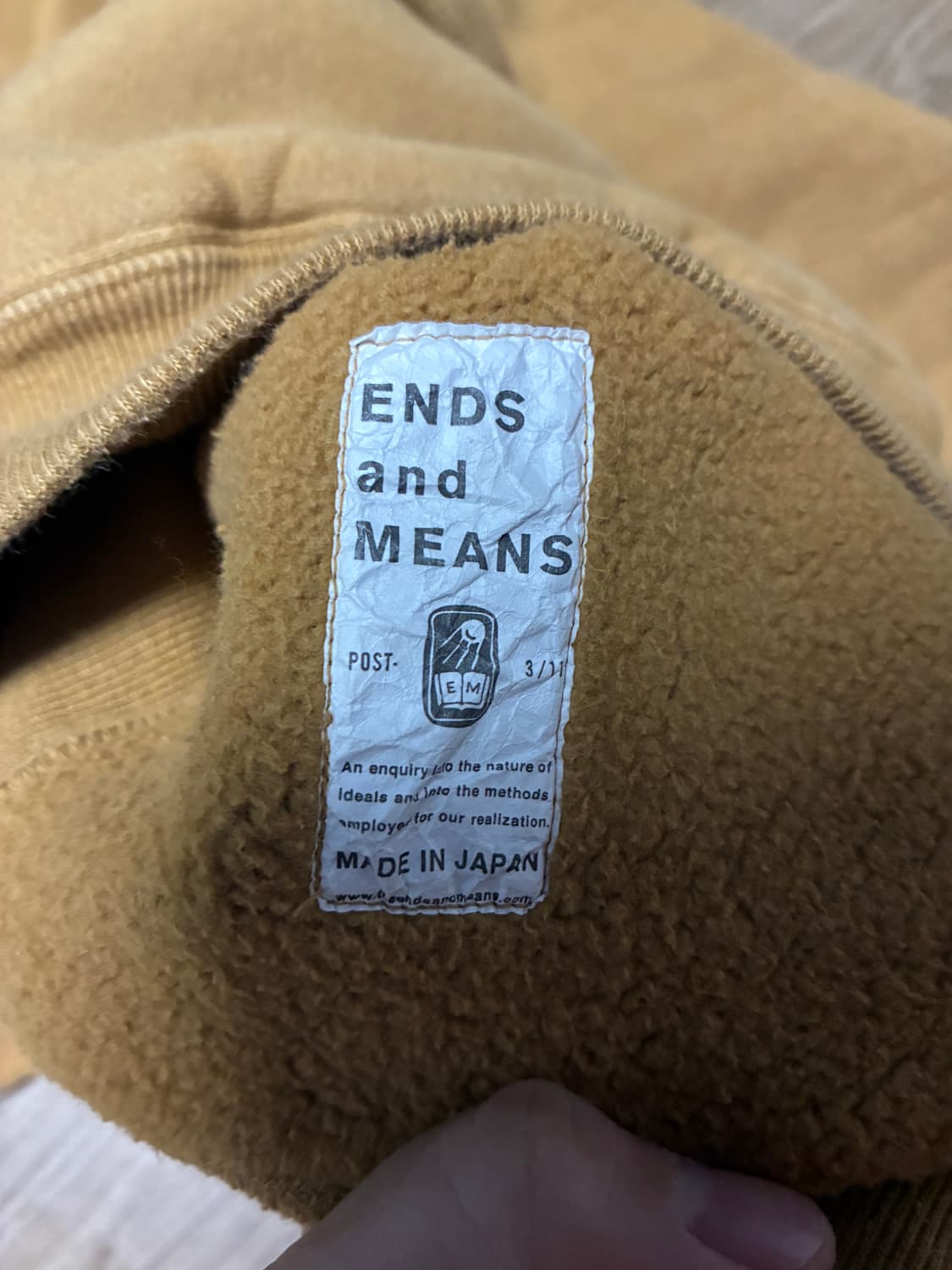 L) 엔즈앤드민즈 머스타드 브라운 리버스위브 후드티 상품이미지6