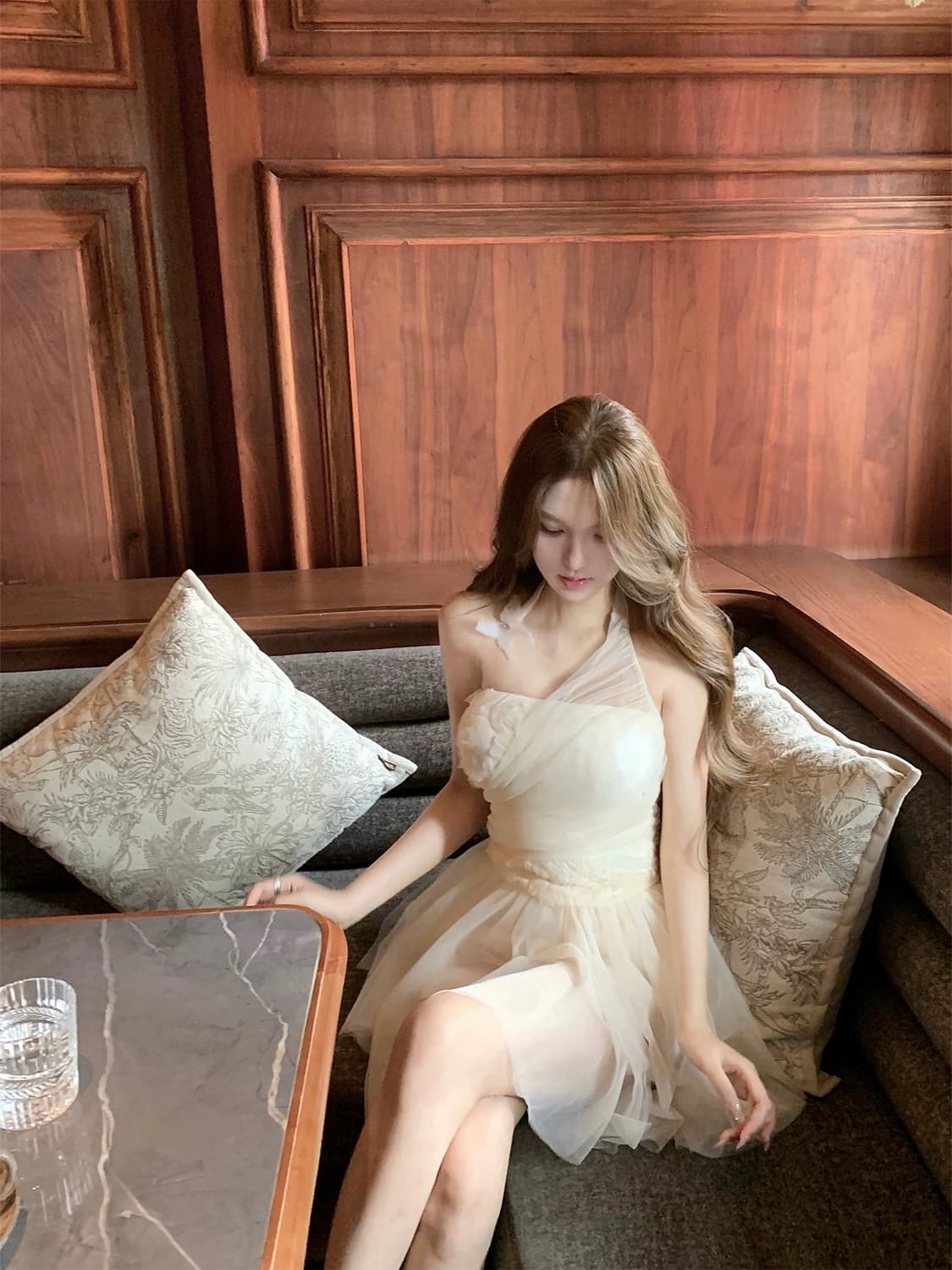 시스루 오간자 원숄더 미니드레스 M  55~마른66 정가 74,000원 상품이미지3