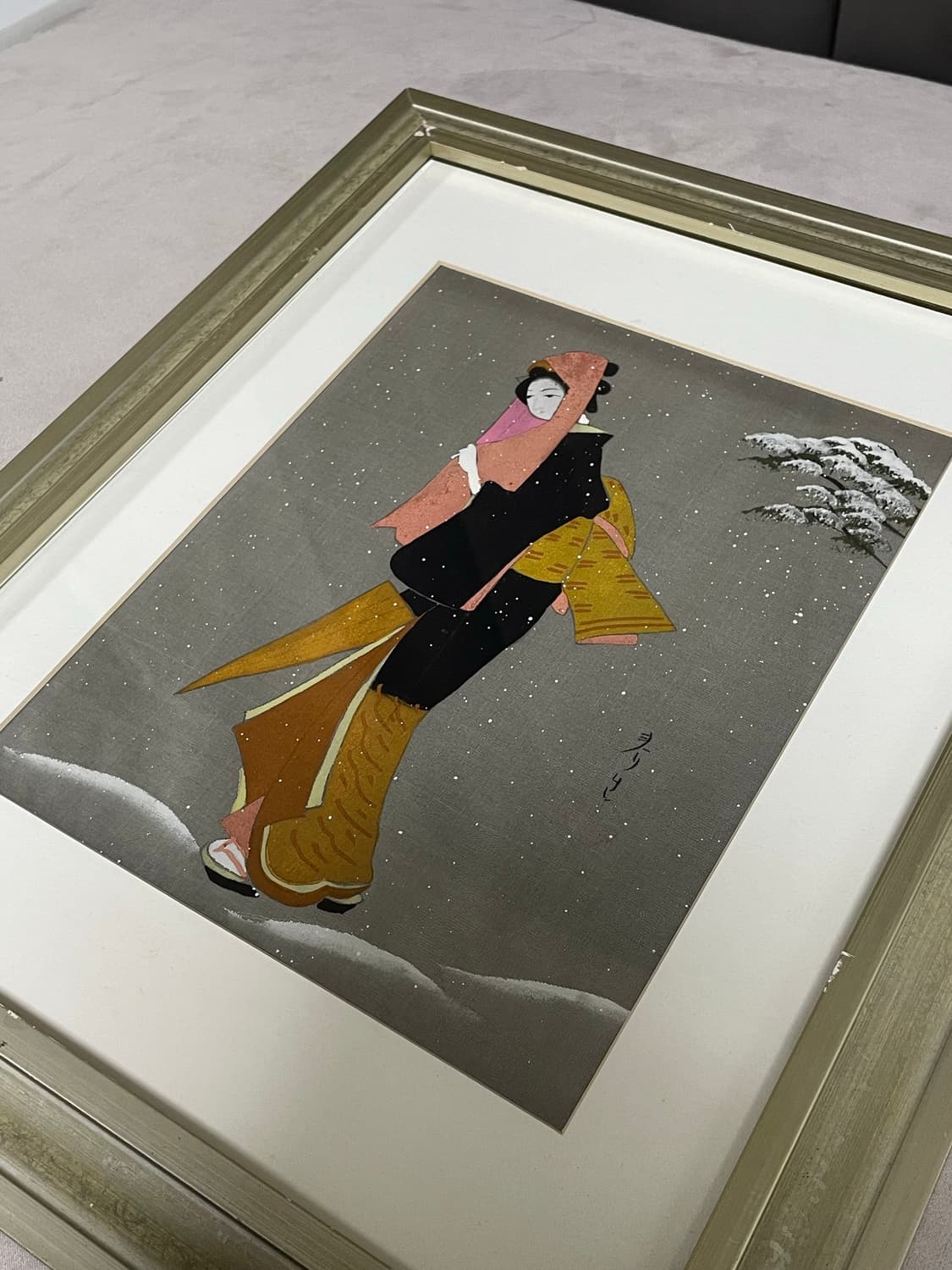 일본 게이샤 설원 원화 작품 상품이미지2