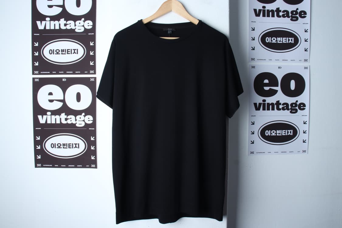 W(L-XL) 코스 반팔 티셔츠 레이온 블랙 무지 유니크-H3H33667 상품이미지2